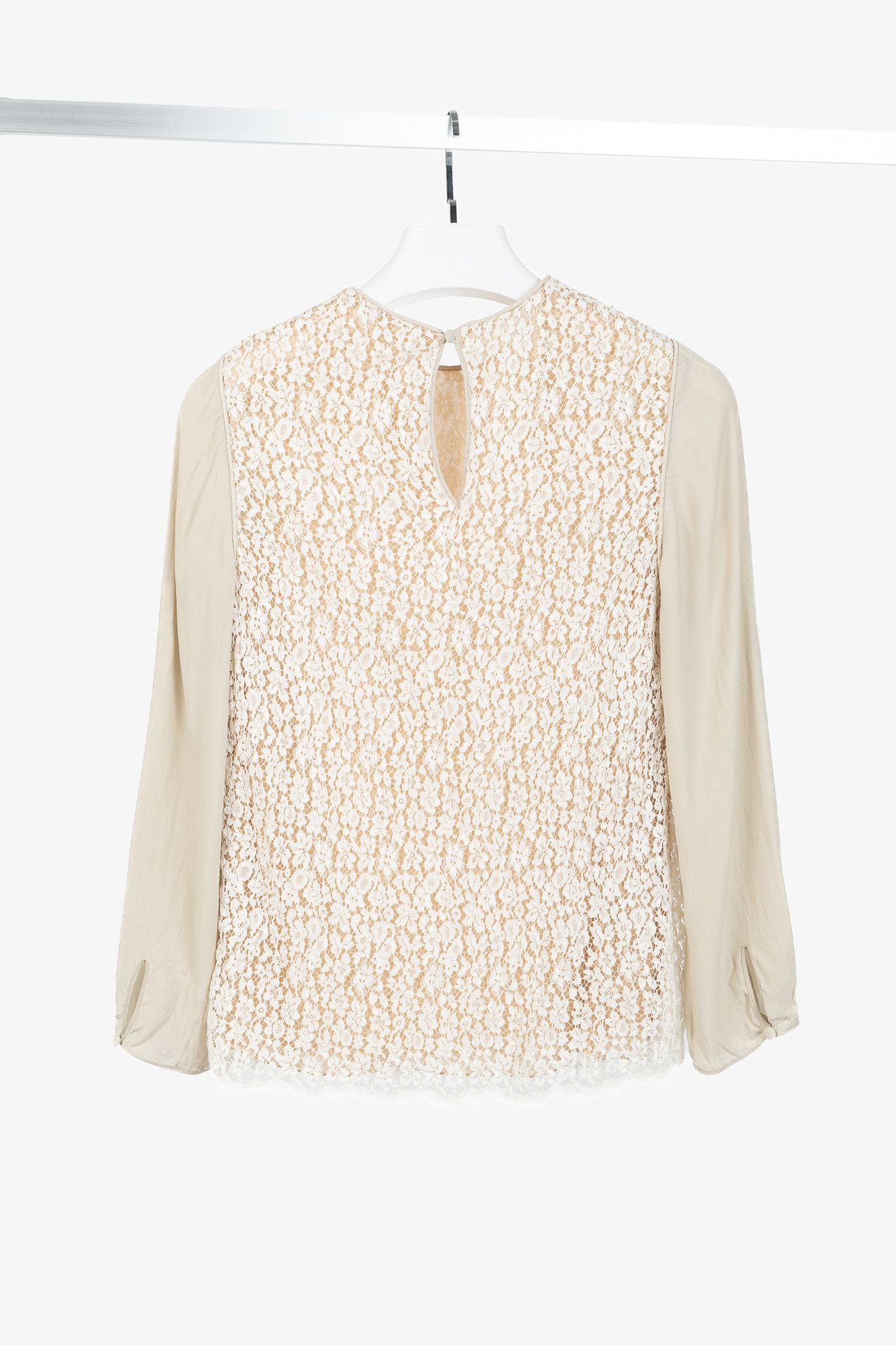 Chloe Chloe AW/12 Runway Chalk Silk Lace Blouse Size S / US 4 / IT 40 - 2 Thumbnail