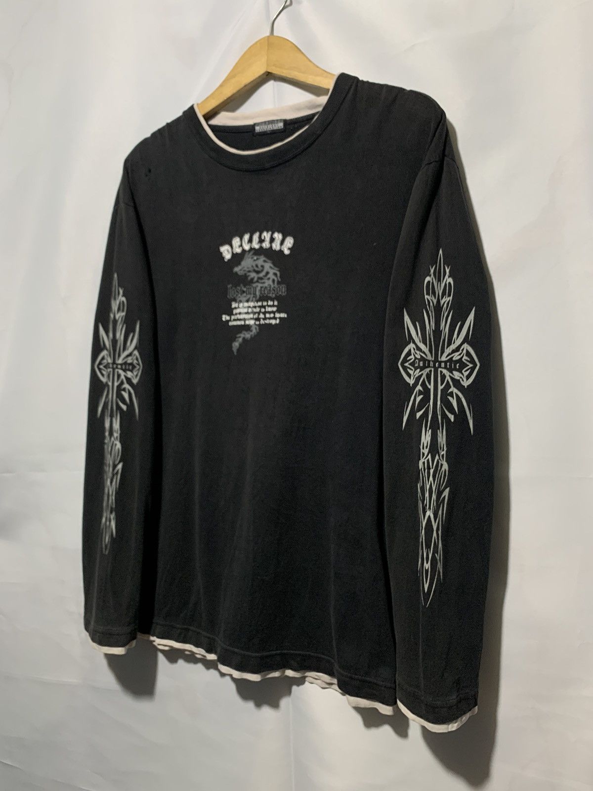 If Six Was Nine Y2k Practical tribal cross dragon double layer gothic shirt Size US L / EU 52-54 / 3 - 3 Thumbnail