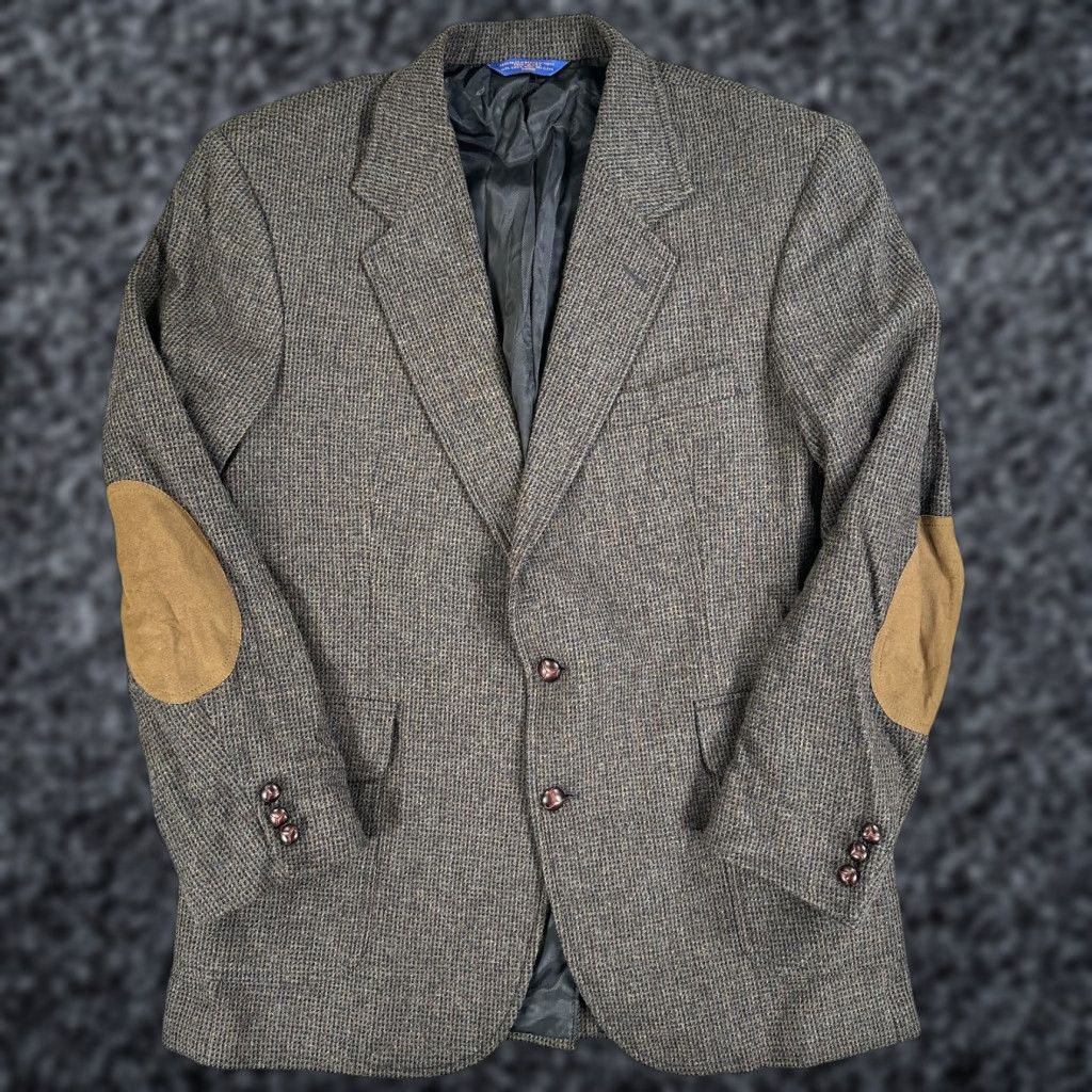 Pendleton Pendleton Sport Coat Mens 44 Long Brown Wool Tweed Check Elbow Patch Two-Button Notch Front Jacket Coat Blazer Business Casual Size 44R - 1 Thumbnail