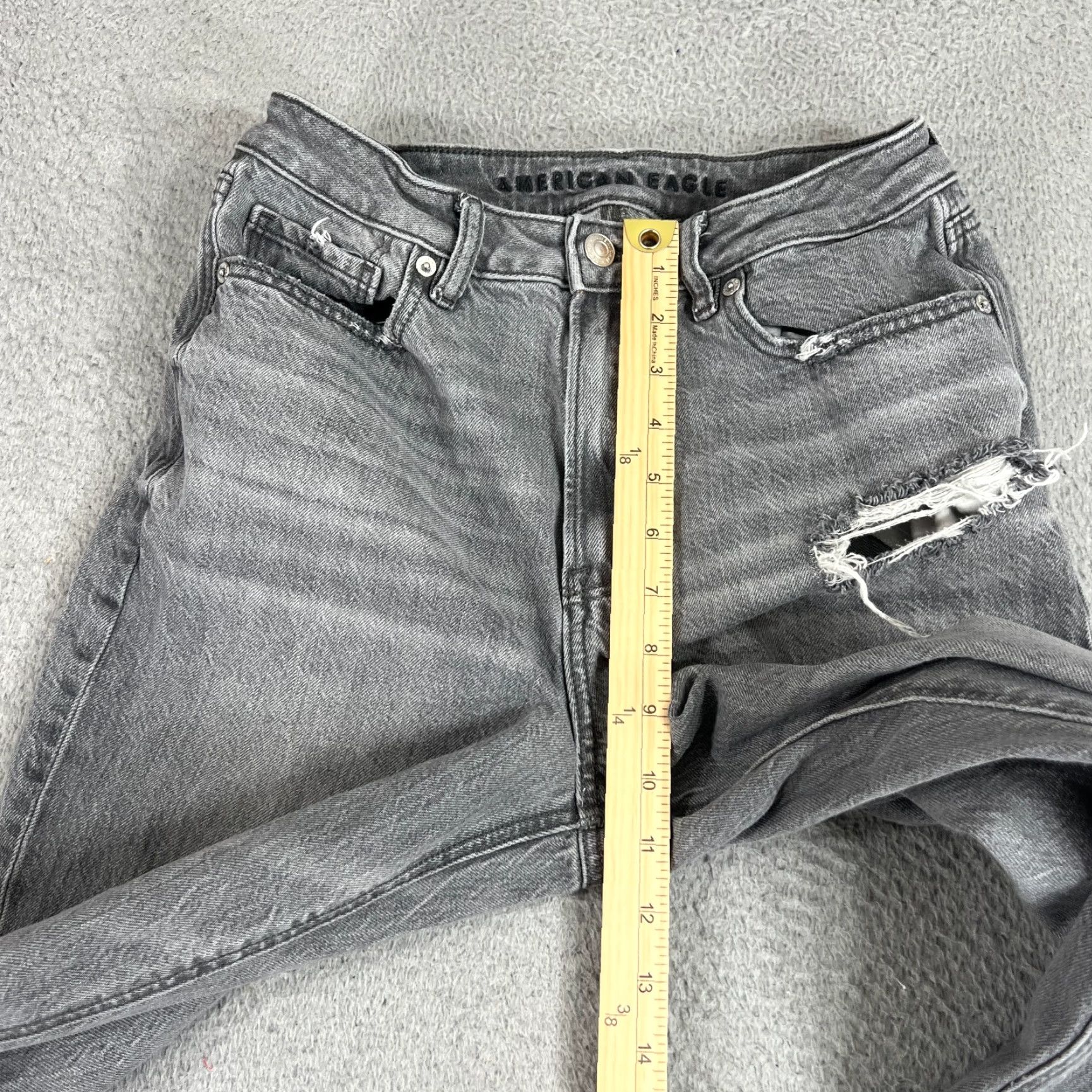 Vintage American Eagle Jeans Womens 6 Black Distressed High Rise Straight Leg Denim Size 28" / US 6 / IT 42 - 7 Thumbnail
