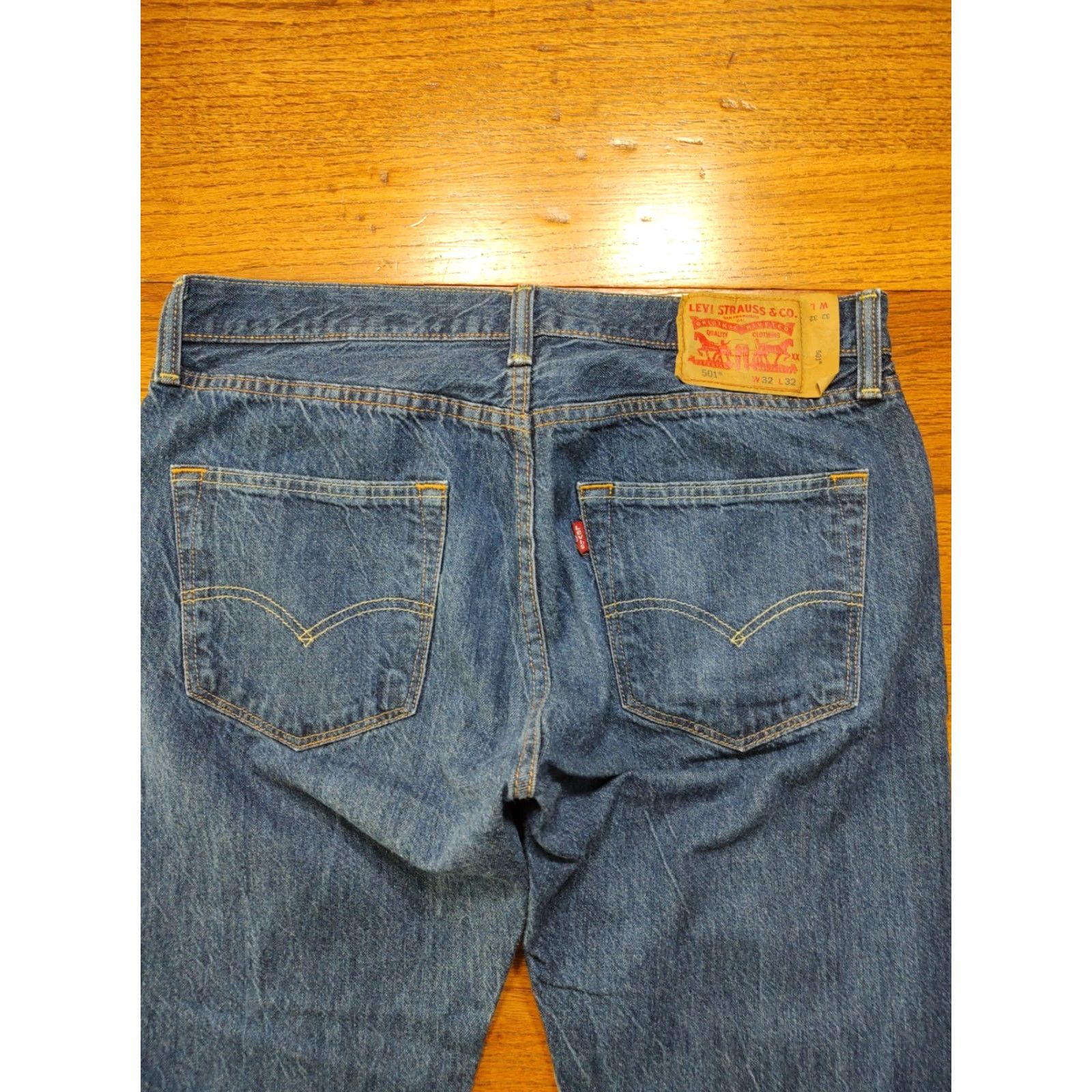 Levi's Levi's 501 Jeans Straight 32x31 Button Fly Blue Denim Western Cowboy Men's Regular Jeans Size US 32 / EU 48 - 3 Thumbnail