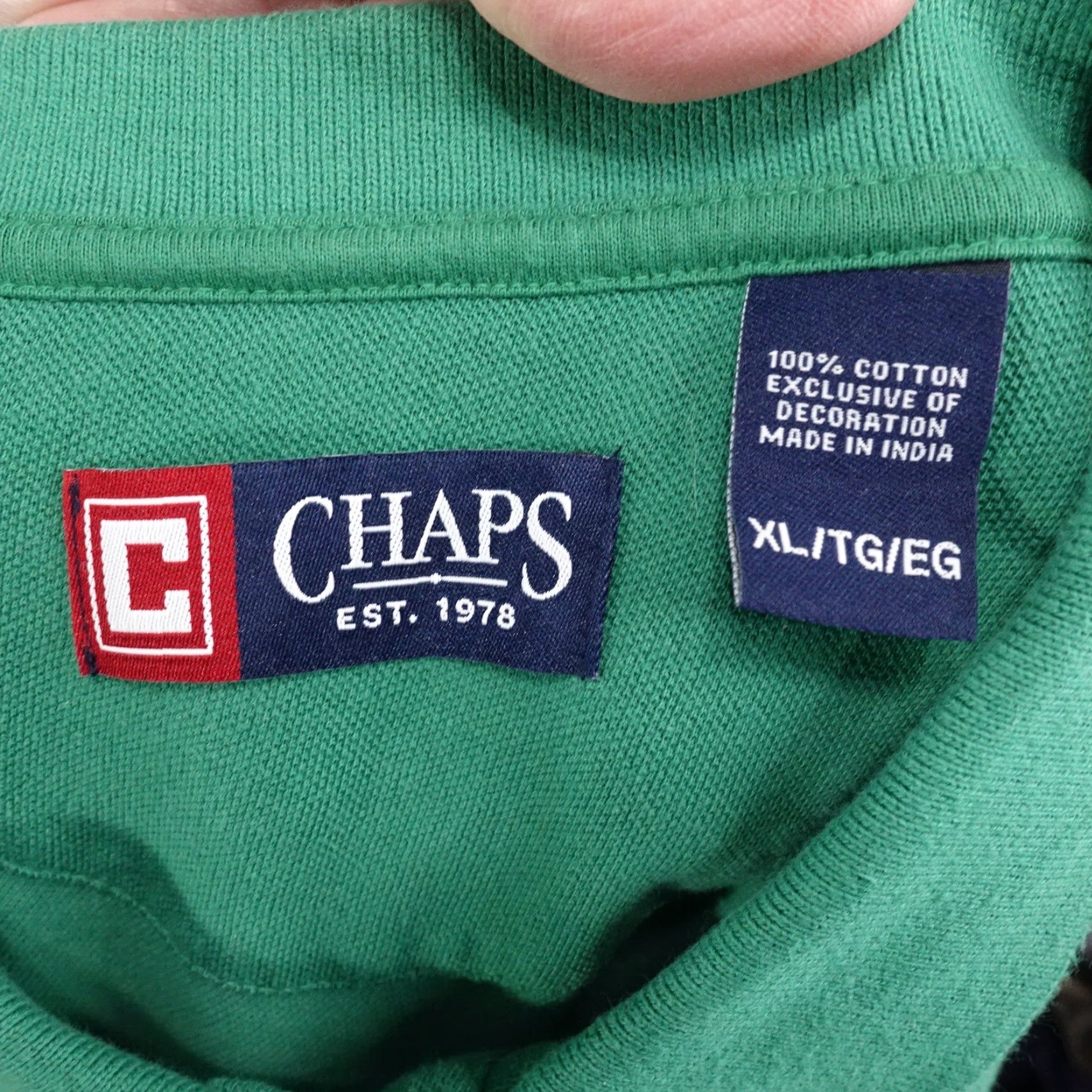 Chaps CHAPS Polo Shirt Long Sleeve Solid Green Mens XL 1/2 Button Collar Cotton Classic Fit 1990s? Size US XL / EU 56 / 4 - 5 Thumbnail