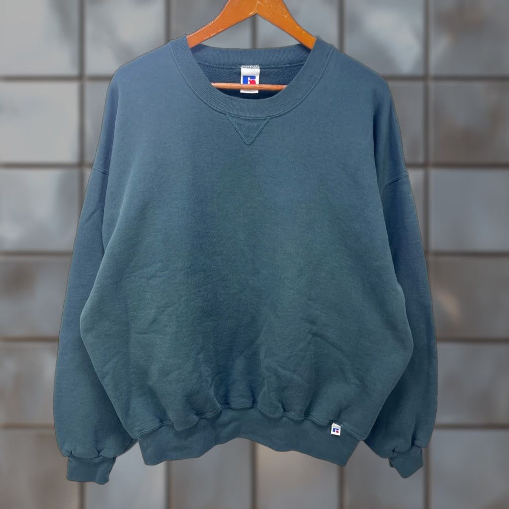 Russell Athletic VINTAGE Russell Athletic Sweatshirt 2XL Green 90s Pullover Crew Neck Long Sleeve Mens Slim? Regular Size US XXL / EU 58 / 5 - 1 Thumbnail
