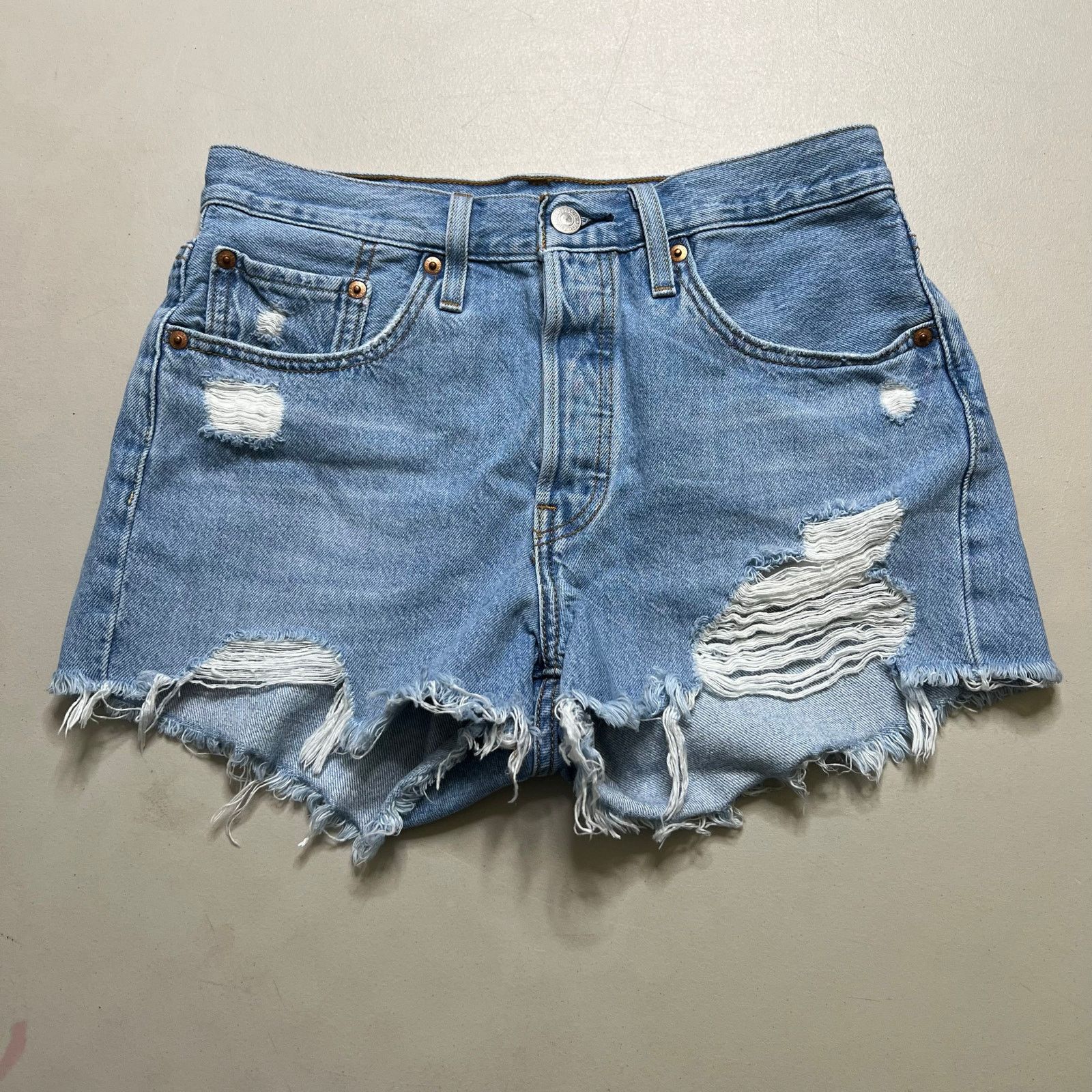 Levi's Levi’s 501 High Rise Distressed Cutoff Denim Shorts W27 Size 27" / US 4 / IT 40 - 1 Thumbnail