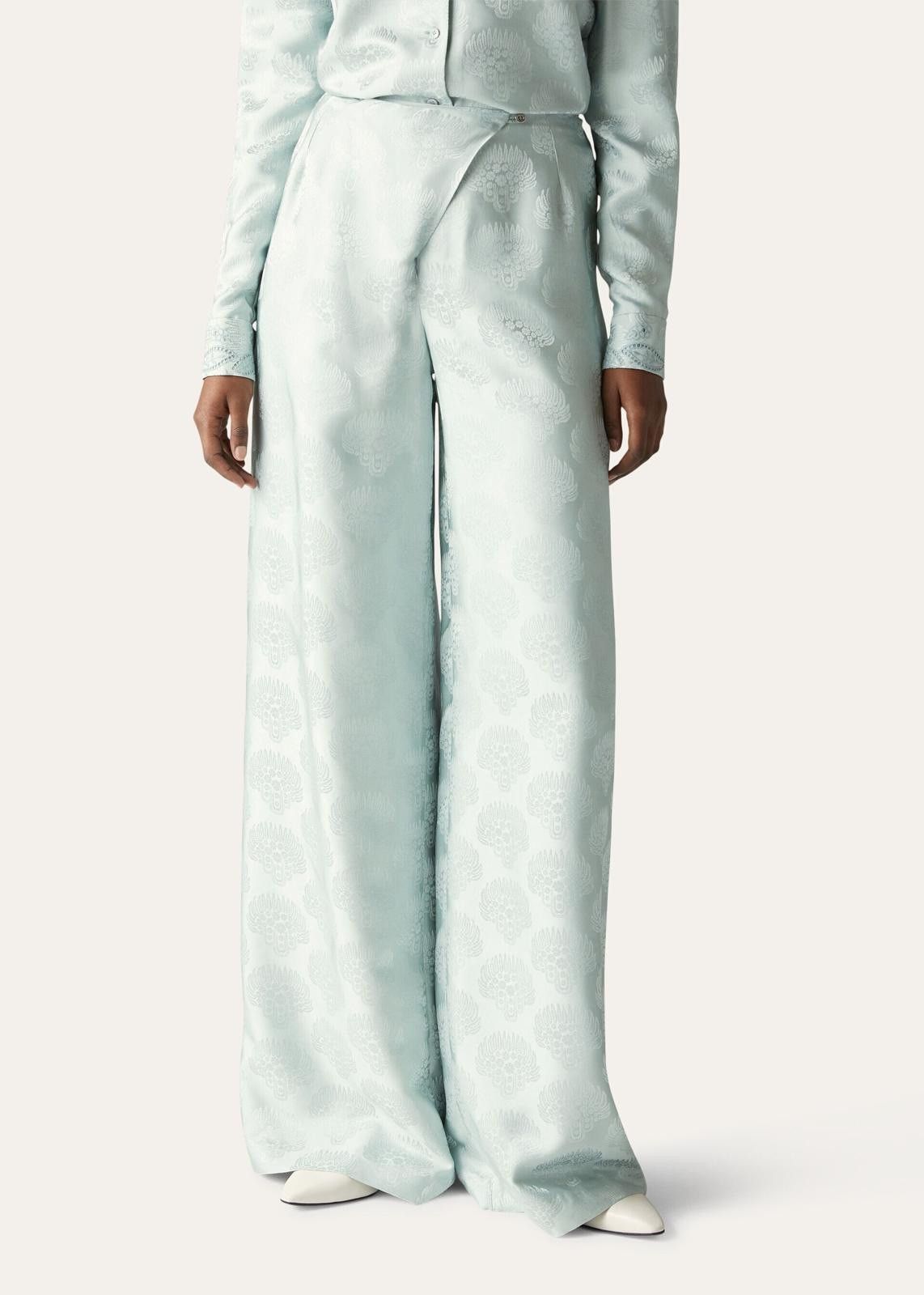 Loro Piana o1srvl11e1224 Silk Jacquard Trouser in Light Blue Size 30" / US 8 / IT 44 - 7 Thumbnail