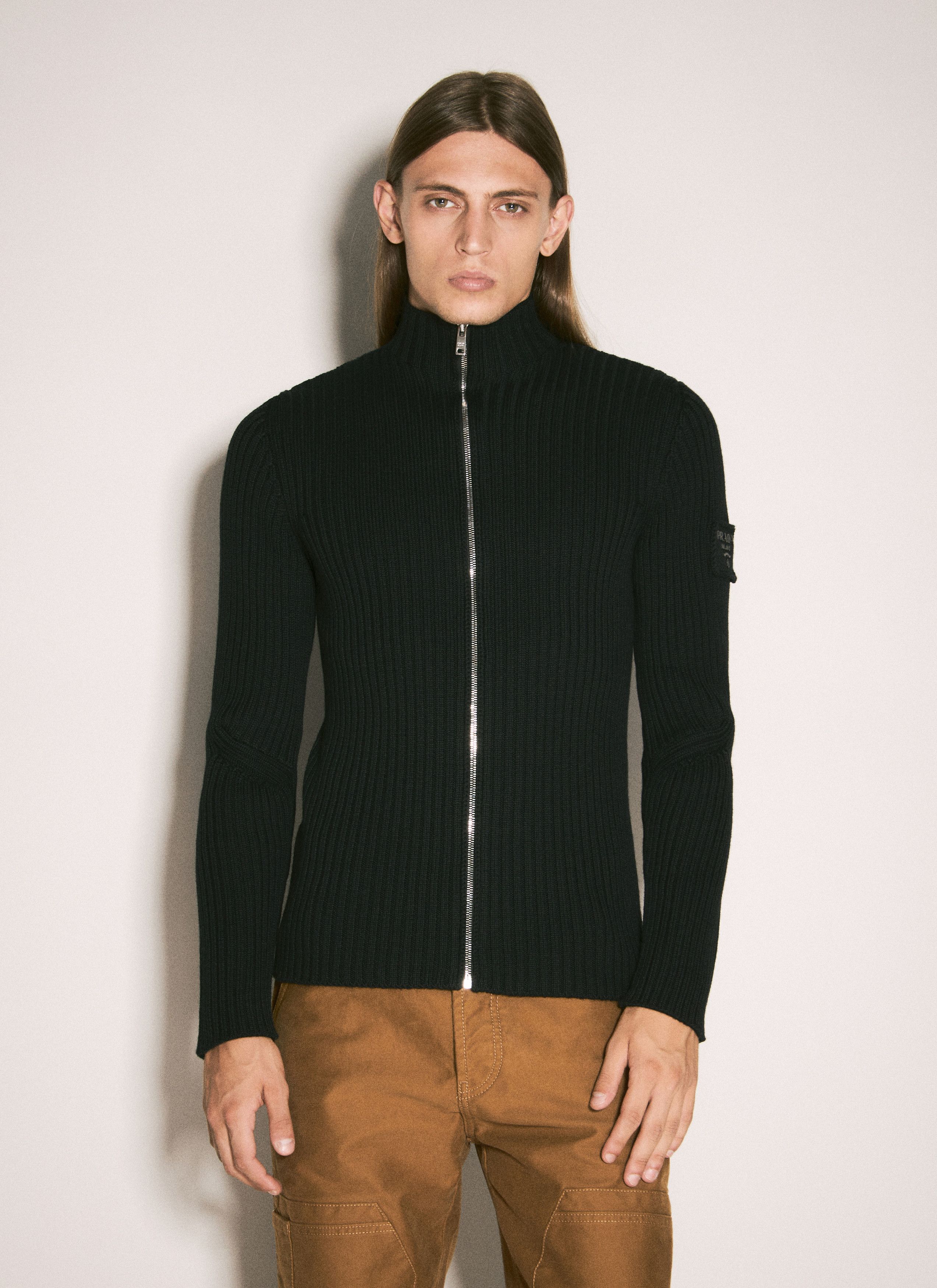 Prada RIbbed Wool Zip-Up Cardigan | Grailed