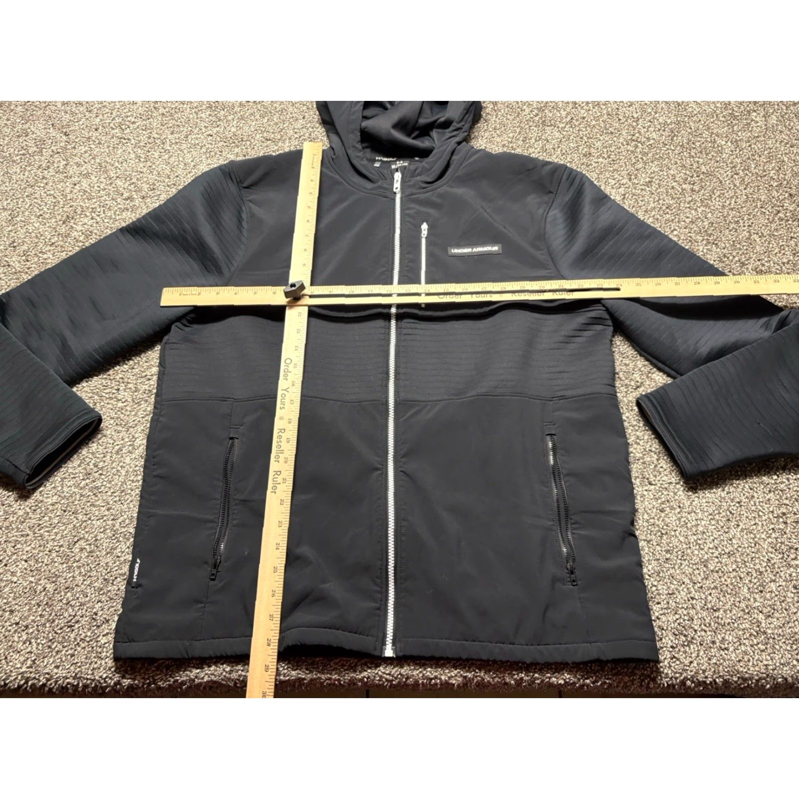 Under Armour Under Armour Storm Golf Jacket Mens XL Black Full Zip Quilted Hooded White Trim Size US XL / EU 56 / 4 - 6 Thumbnail