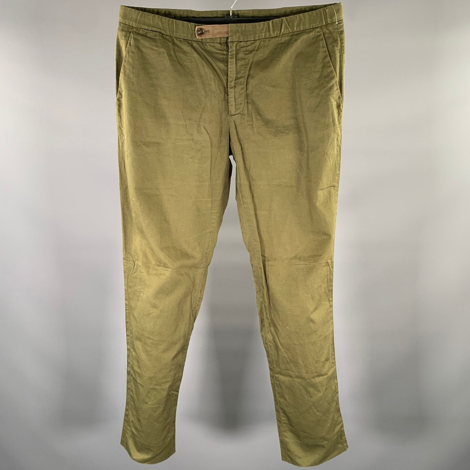 Maison Margiela MAISON MARGIELA Size 36 Green Olive Twill Cotton Linen Pant Size US 36 / EU 52 - 1 Thumbnail
