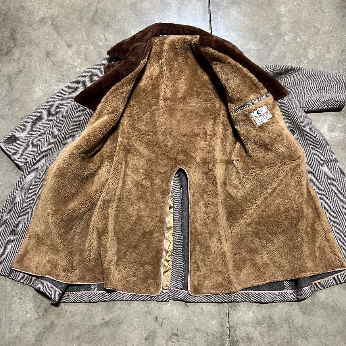 Vintage Vintage 70s Climatic Herringbone Wool Trench Overcoat Fur Size US M / EU 48-50 / 2 - 9 Thumbnail