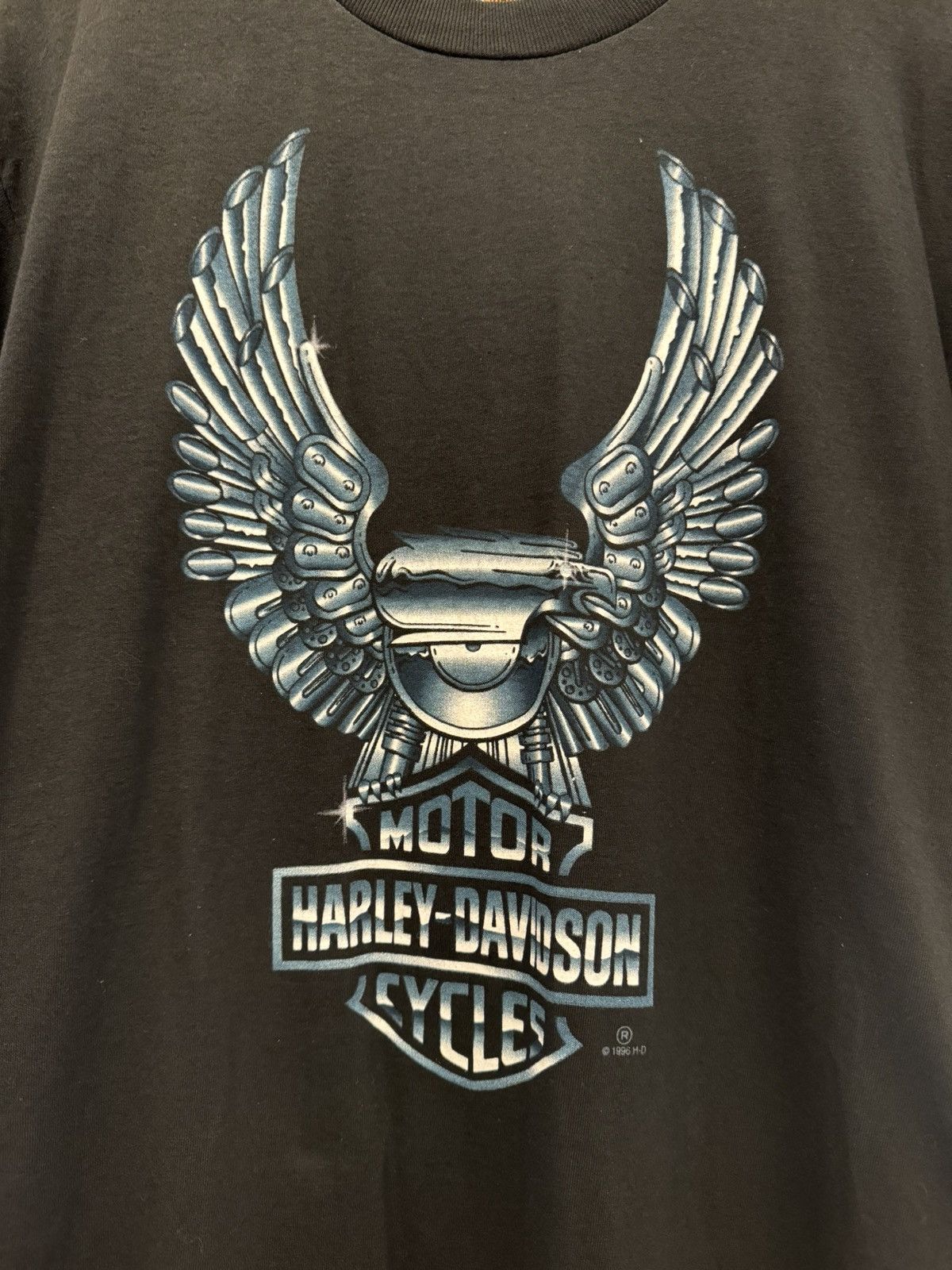 Harley Davidson × Vintage Crazy Vintage 90s Harley Davidson Chrome Eagle Tee Size US L / EU 52-54 / 3 - 2 Thumbnail