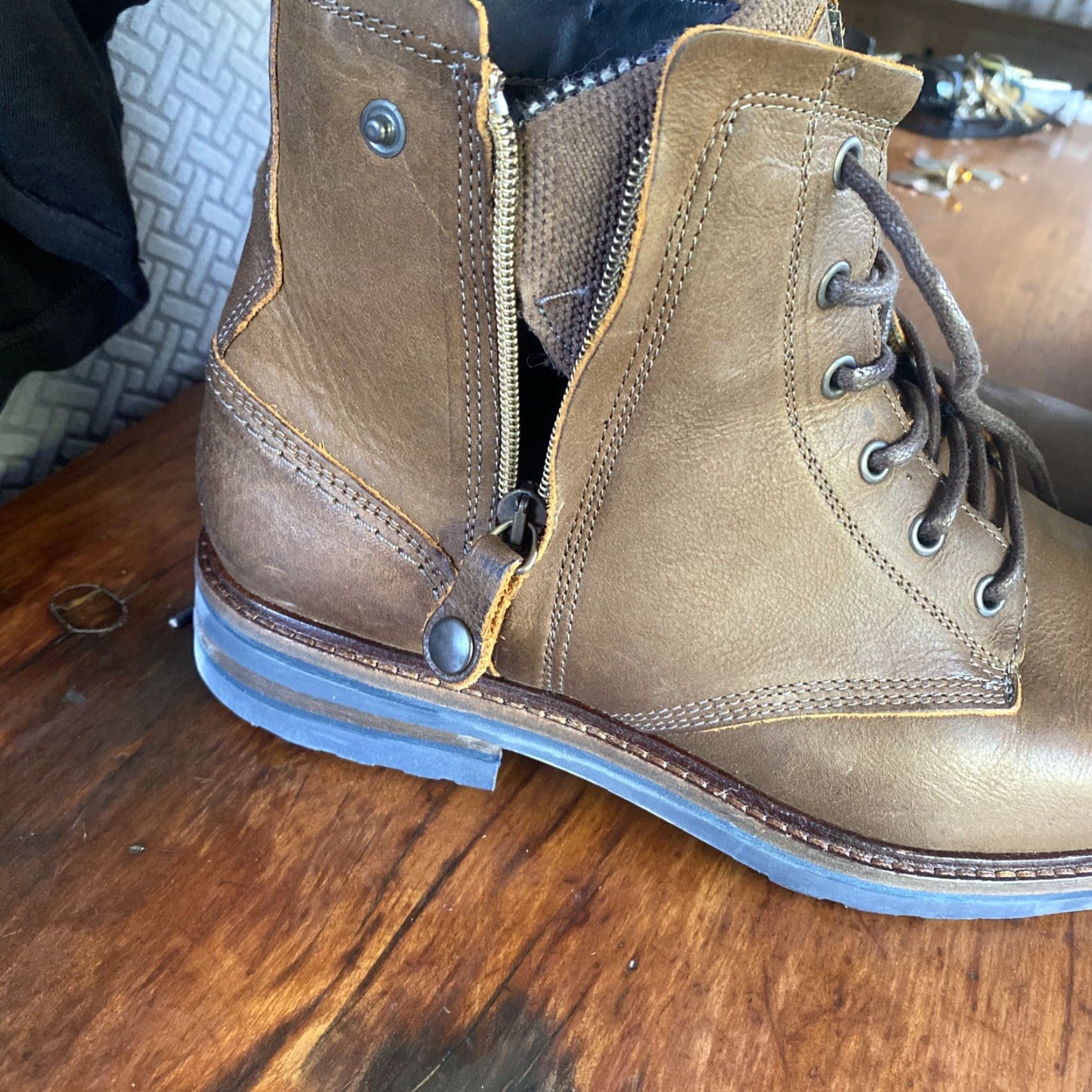 Steve Madden Steve Madden Mens Boots Leather Brown Size 13 Biker Boot Womens? Actually Men size 13 US 13 Leather Upper Outsole Brand New Size US 13 / EU 46 - 2 Thumbnail