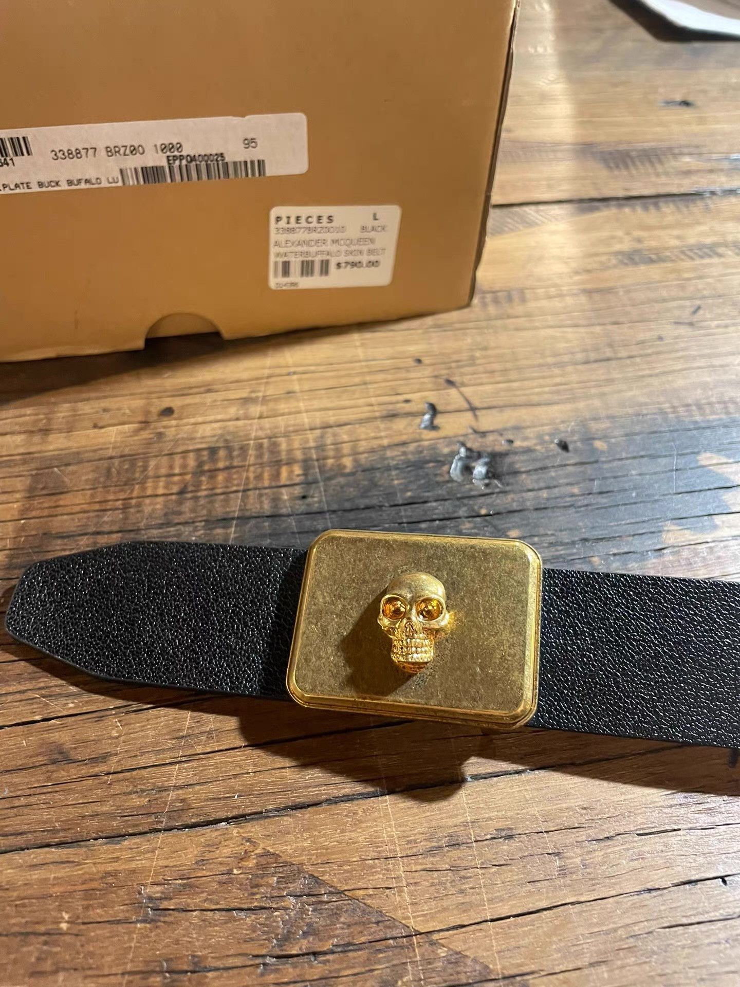 Alexander McQueen Alexander McQueen Black Embossed Gold Skull Belt Ｑ25 Size ONE SIZE - 4 Thumbnail