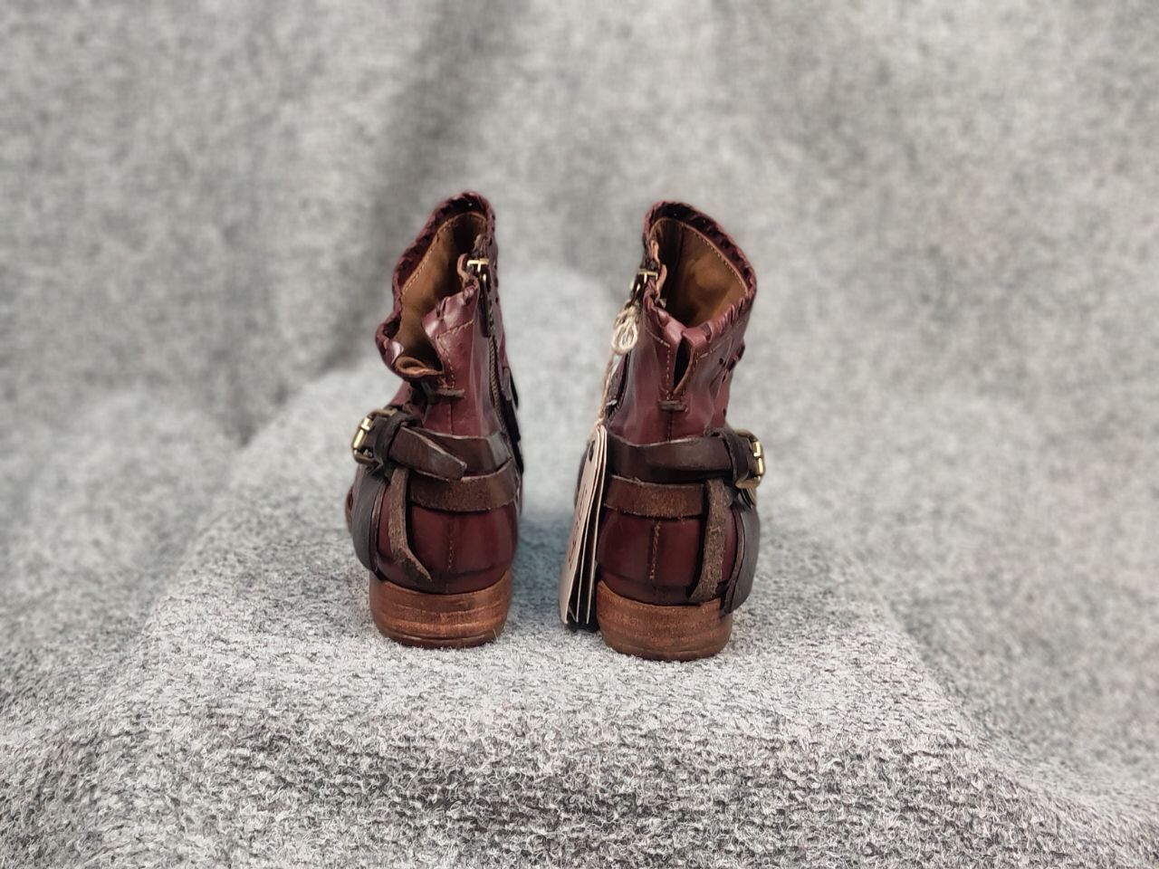 A.S.98 A.S.98 Airstep Design Zip Ankle Boots Shoes Burgundy leather Size US 7 / IT 37 - 12 Thumbnail