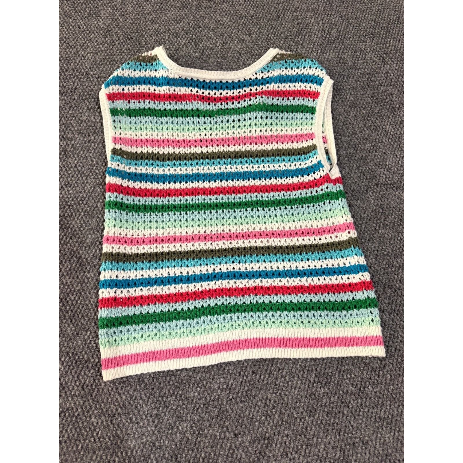 Talbots Talbots Vest Sweater Womens Small Multicolor Striped Crochet Knit Sleeveless Top Size S / US 4 / IT 40 - 7 Thumbnail