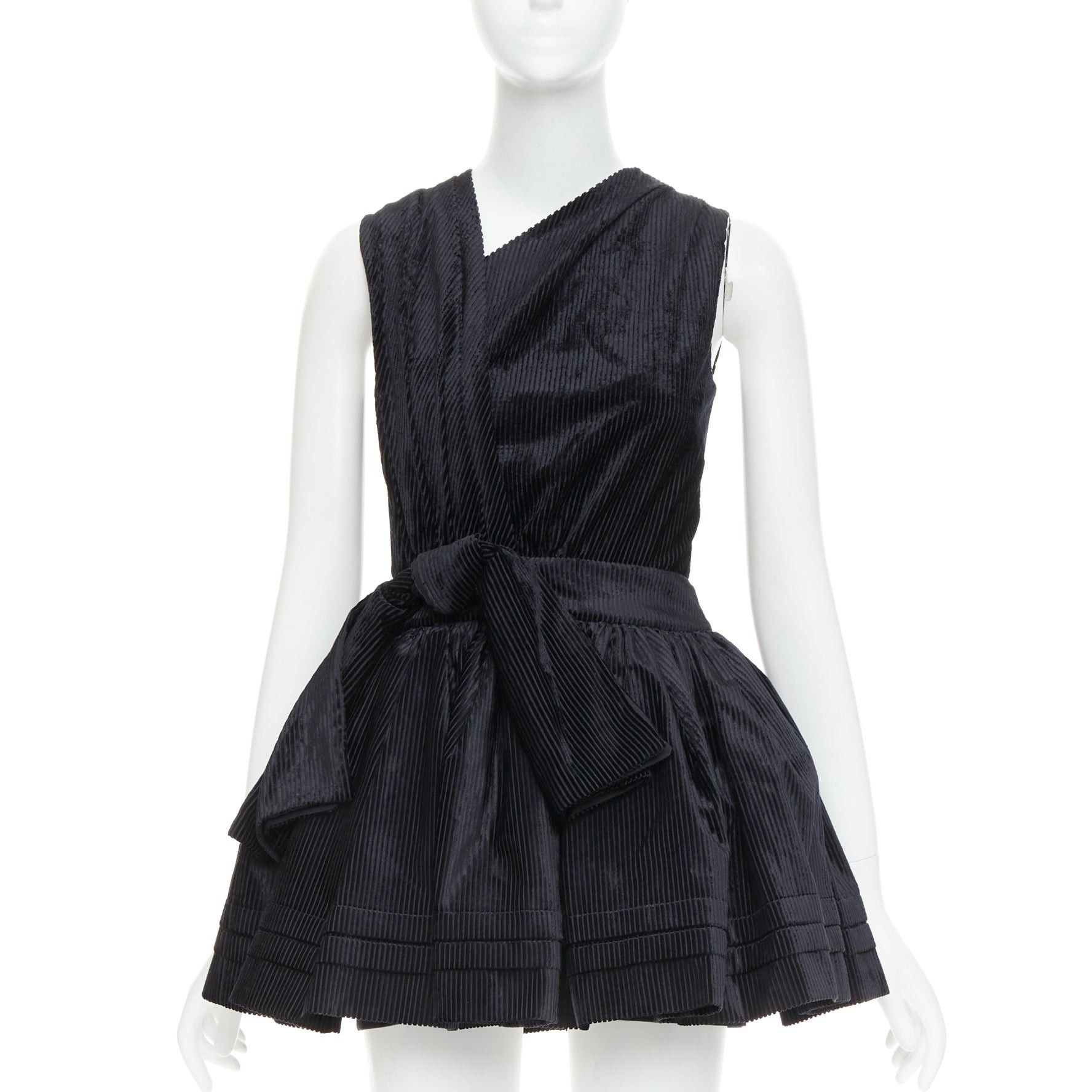 Shushu/Tong SHUSHU TONG Tuck Edge Sloping black corduroy fit flare dress UK6 XS Size XS / US 0-2 / IT 36-38 - 1 Thumbnail