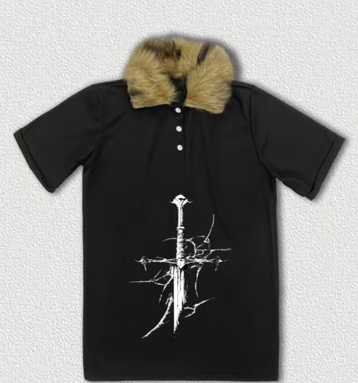 Japanese Brand High Street Sword Fur Colar Polo Short Sleeve T-Shirt Size US M / EU 48-50 / 2 - 1 Thumbnail