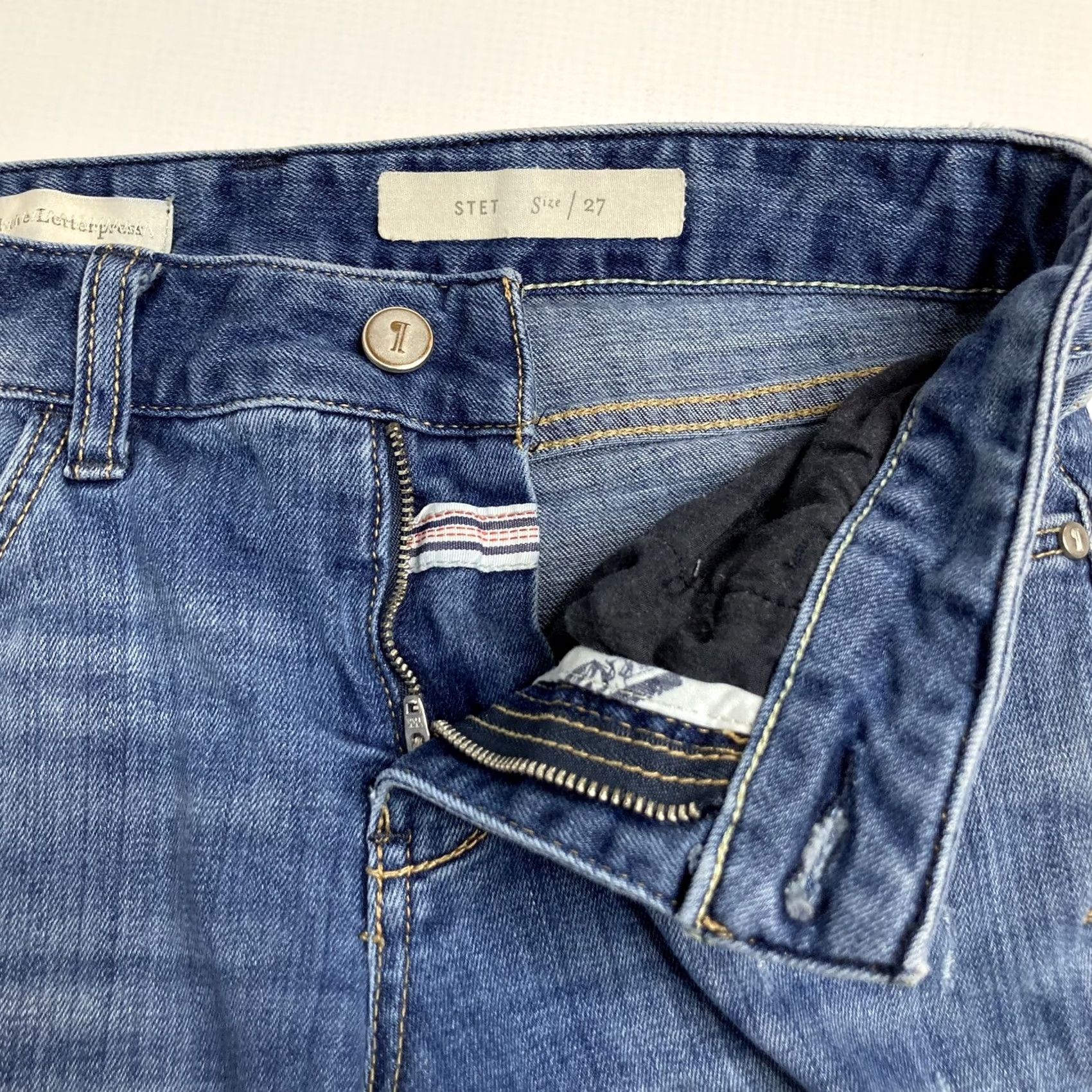 Anthropologie VINTAGE Pilcro and the Letterpress Stet Skinny Jeans Blue Size 27 Stretch Low Rise Women Regular 5-Pocket Denim Bohemian City American Jeans Size 27" / US 4 / IT 40 - 7 Thumbnail