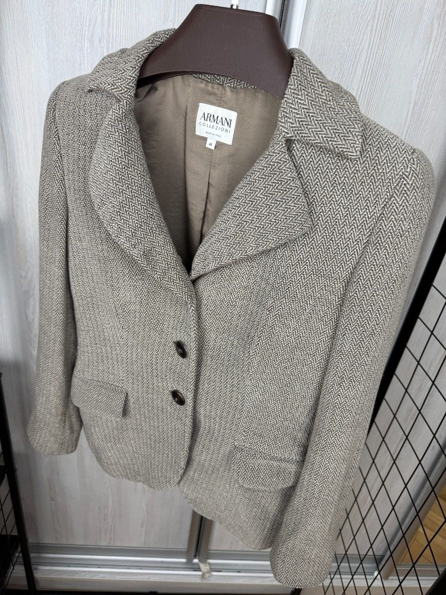 Armani Collezioni Armani Collezioni made in Italy grey wool herringbone blazer Size M / US 6-8 / IT 42-44 - 7 Thumbnail