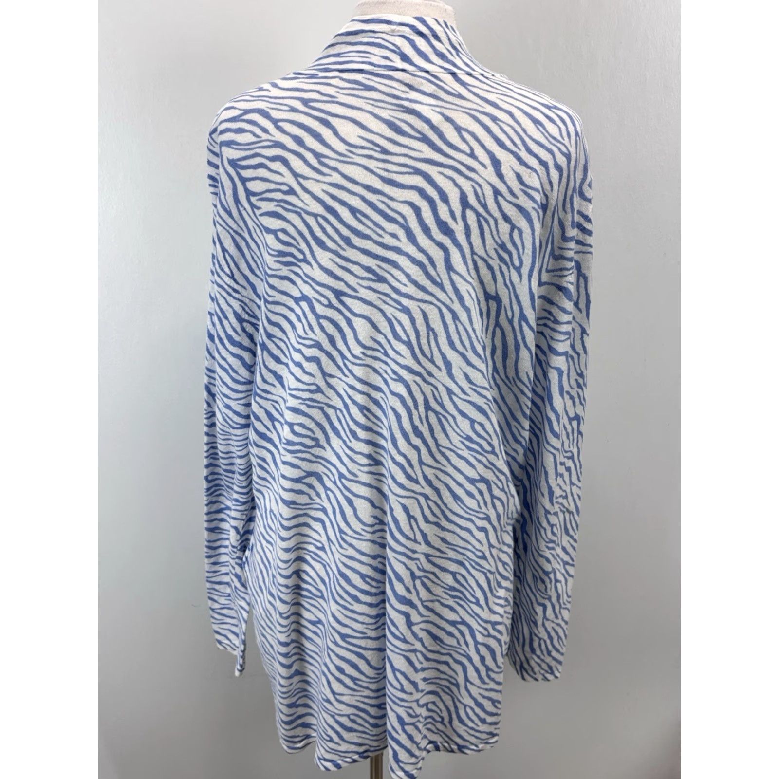 Vintage Chico's Coastal Cardigan Women 2XL Linen Blend Zebra White Blue Womens Size XXL / US 16-18 / IT 52-54 - 3 Thumbnail