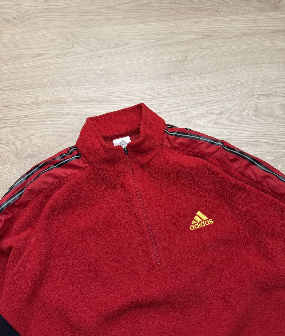 Vintage Vintage 00’s 2003 Adidas y2k Japanese Red Fleece Long Sleeve Size US M / EU 48-50 / 2 - 2 Thumbnail