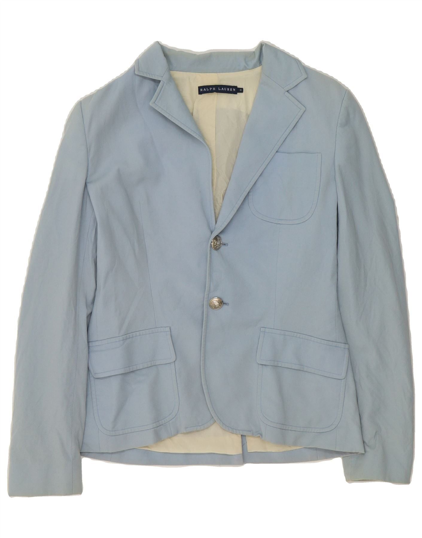 Ralph Lauren Womens 2 Button Blazer Jacket US 8 Medium Blue Wool Size S / US 4 / IT 40 - 1 Thumbnail