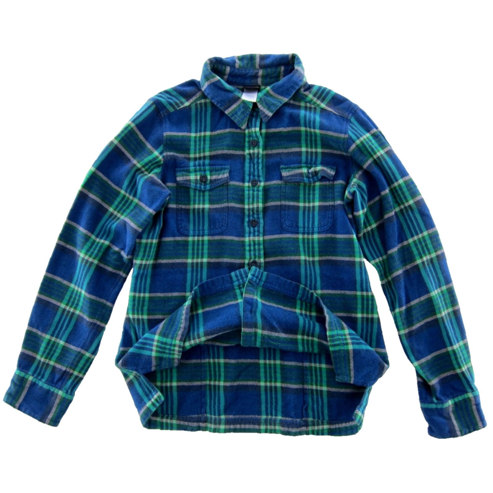 Patagonia VINTAGE Patagonia Shirt Women 6 Patagonia Organic Cotton Blue Green Plaid Long Sleeve Button Up Flannel Shirt 6 Green Plaid 90s Outdoor Pockets Womens Size M / US 6-8 / IT 42-44 - 4 Thumbnail
