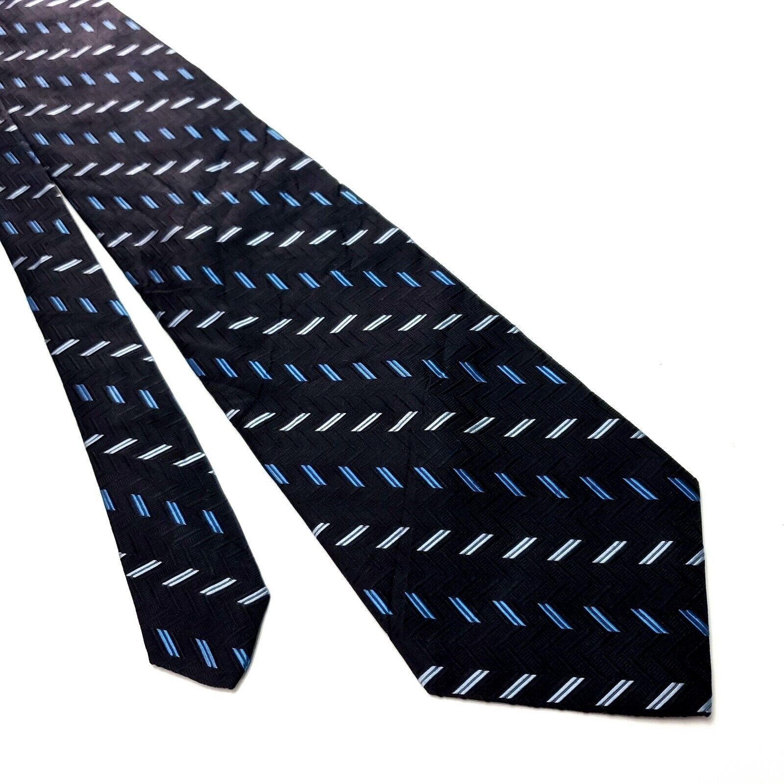 Nautica Nautica Black Silk Tie Woven Geometric Size ONE SIZE - 1 Thumbnail