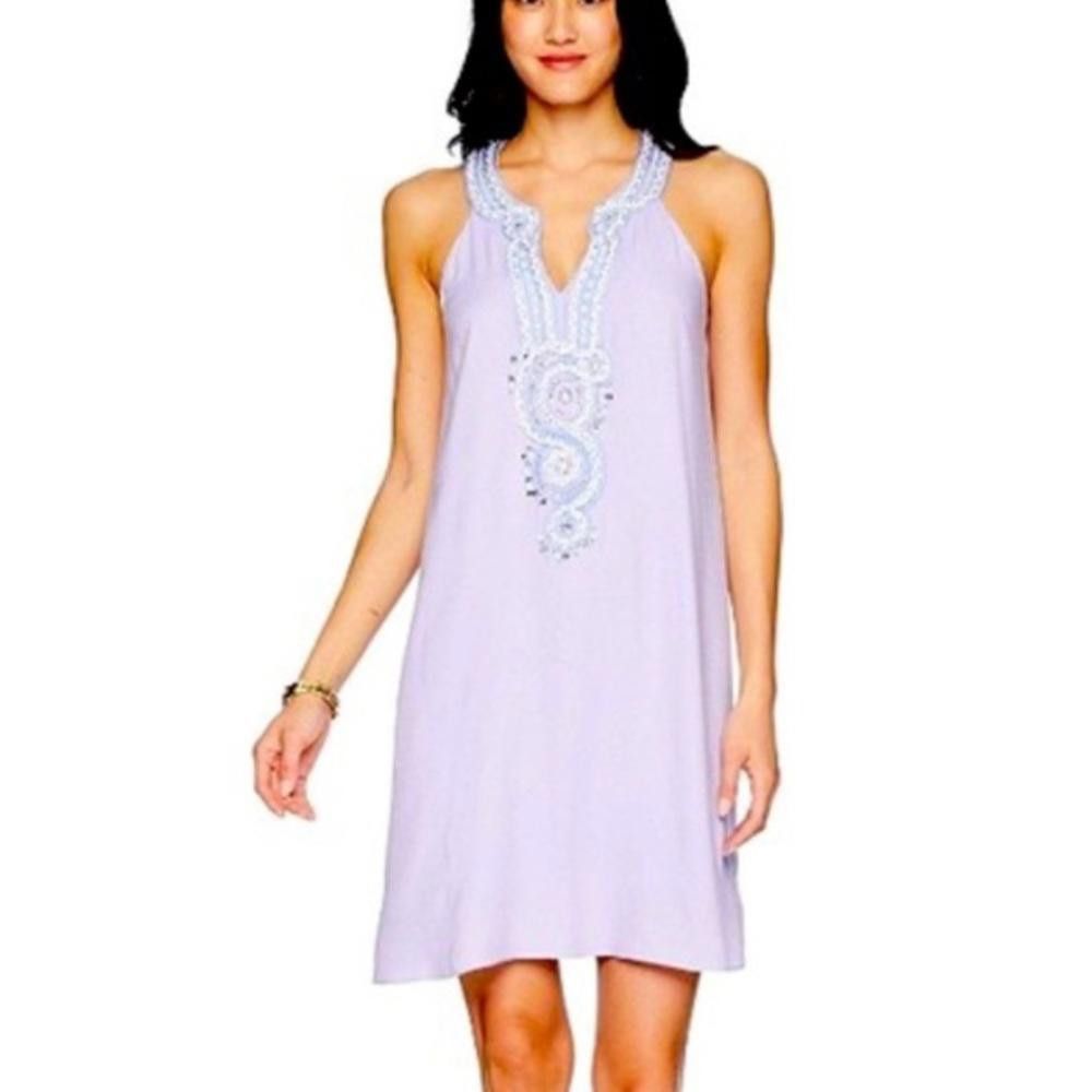 Designer Lilly Pulitzer l Valli Soft Shift Beaded Lilac Dress XXS Size XXS / US 00 / IT 34 - 1 Thumbnail