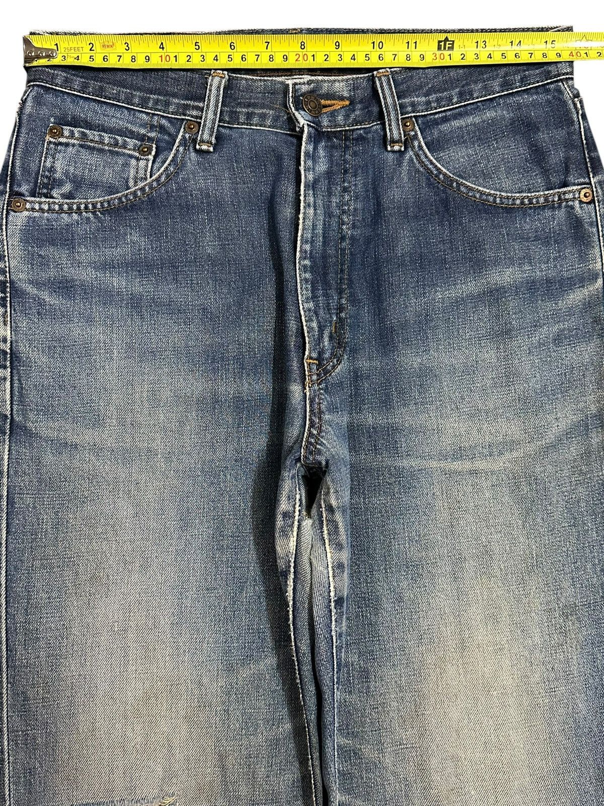 Edwin Vintage Edwin 503z Blue Faded Wash Distress Baggy Jeans Size US 31 - 12 Thumbnail
