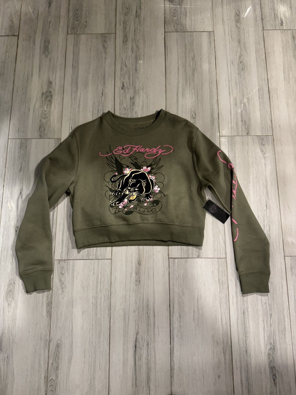 Ed Hardy Ed Hardy Black Cat Cropped Crewneck Size M / US 6-8 / IT 42-44 - 1 Thumbnail