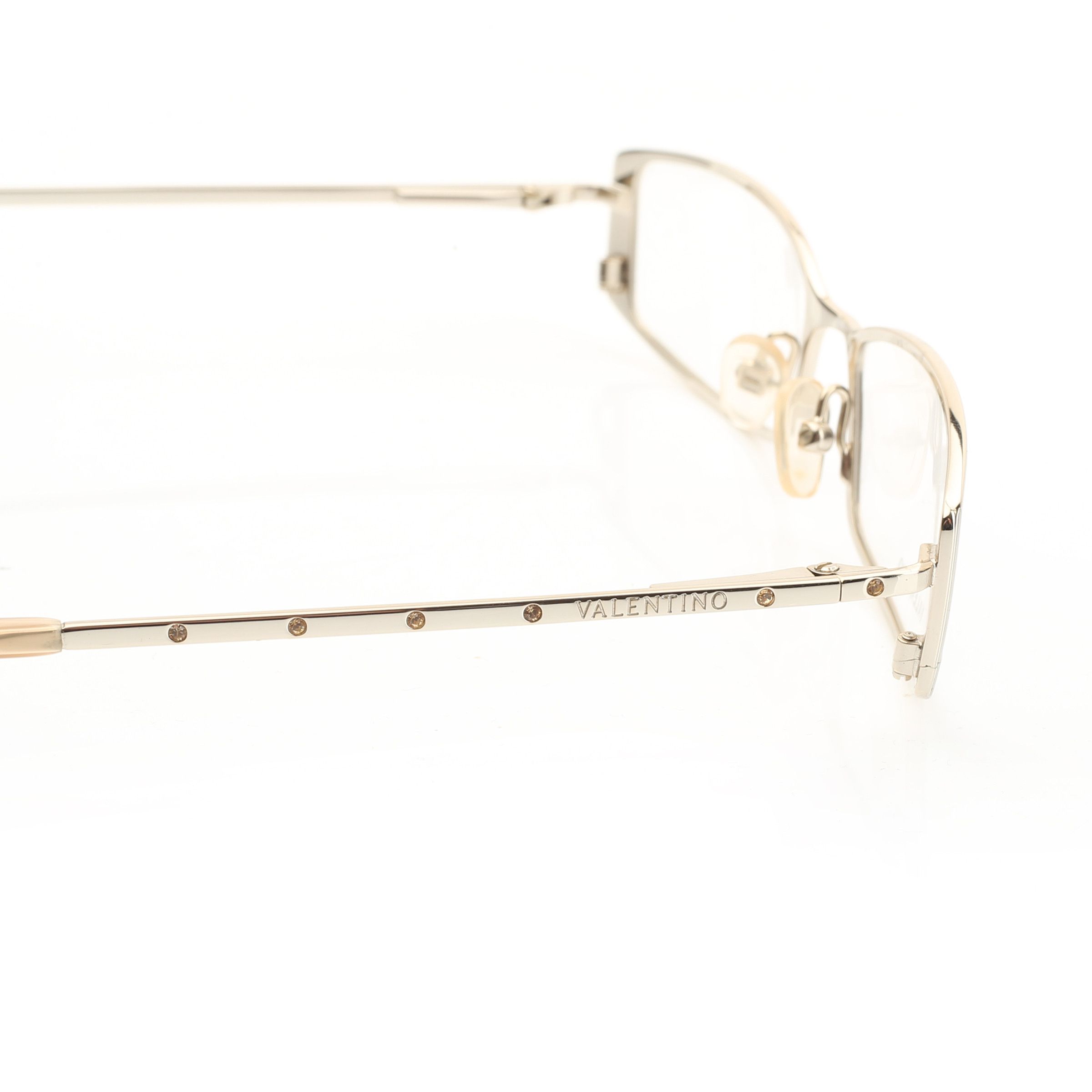 Valentino Valentino '90s White Gold Crystals Metal Glasses Size ONE SIZE - 1 Thumbnail