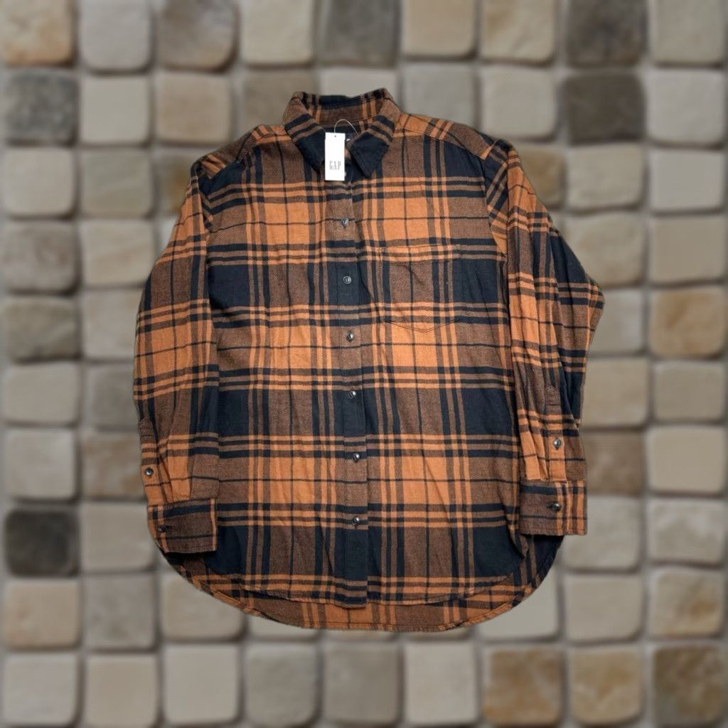 Gap Gap Shirt Womens XS Button-Up Plaid Brown Cotton Flannel Relaxed Fit Casual Size XS / US 0-2 / IT 36-38 - 1 Thumbnail
