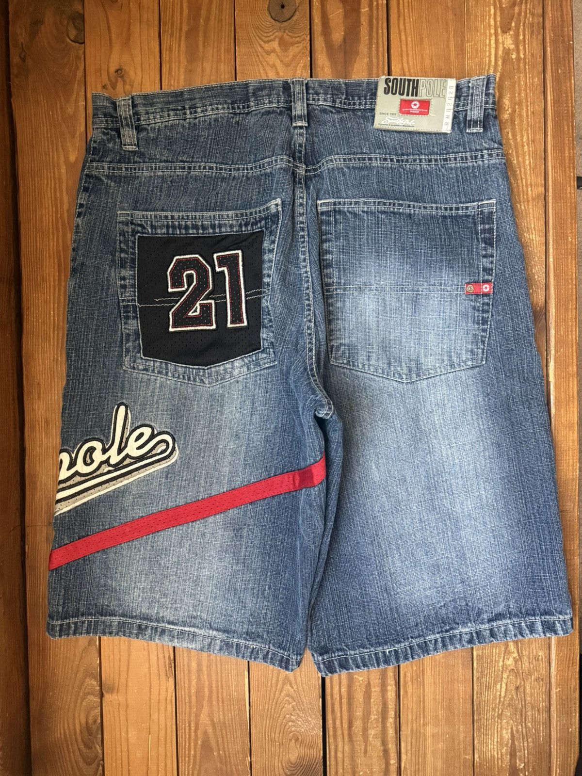 Southpole Vintage Y2K Southpole Baggy Mesh Script Jean Shorts Size US 38 / EU 54 - 3 Thumbnail