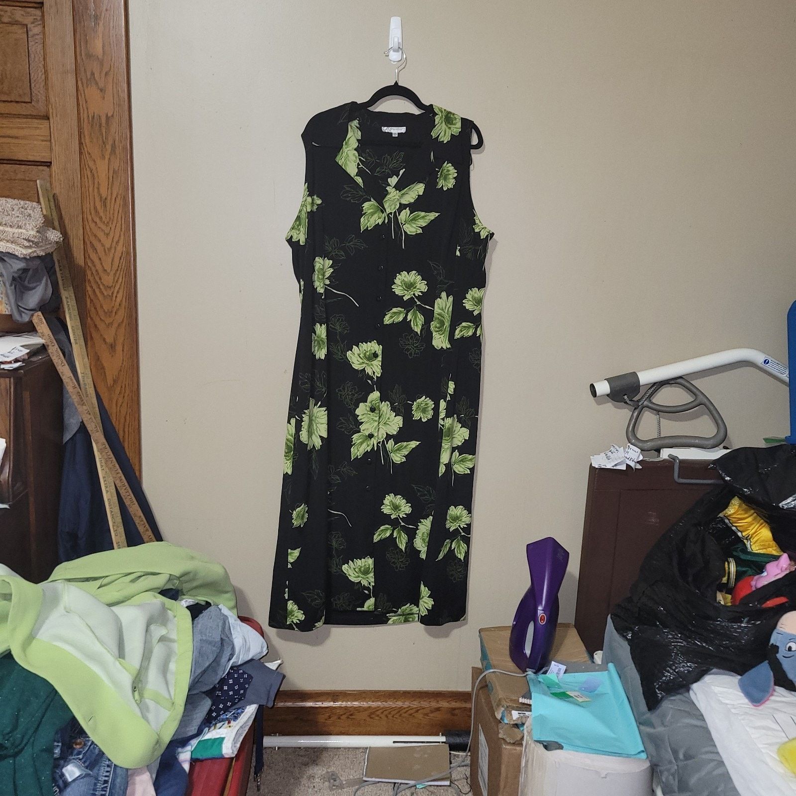 & Other Stories Dressbarn Woman Black Floral Dress Green Jacket Set Size 24W Size 4XL / US 24-26 - 3 Thumbnail