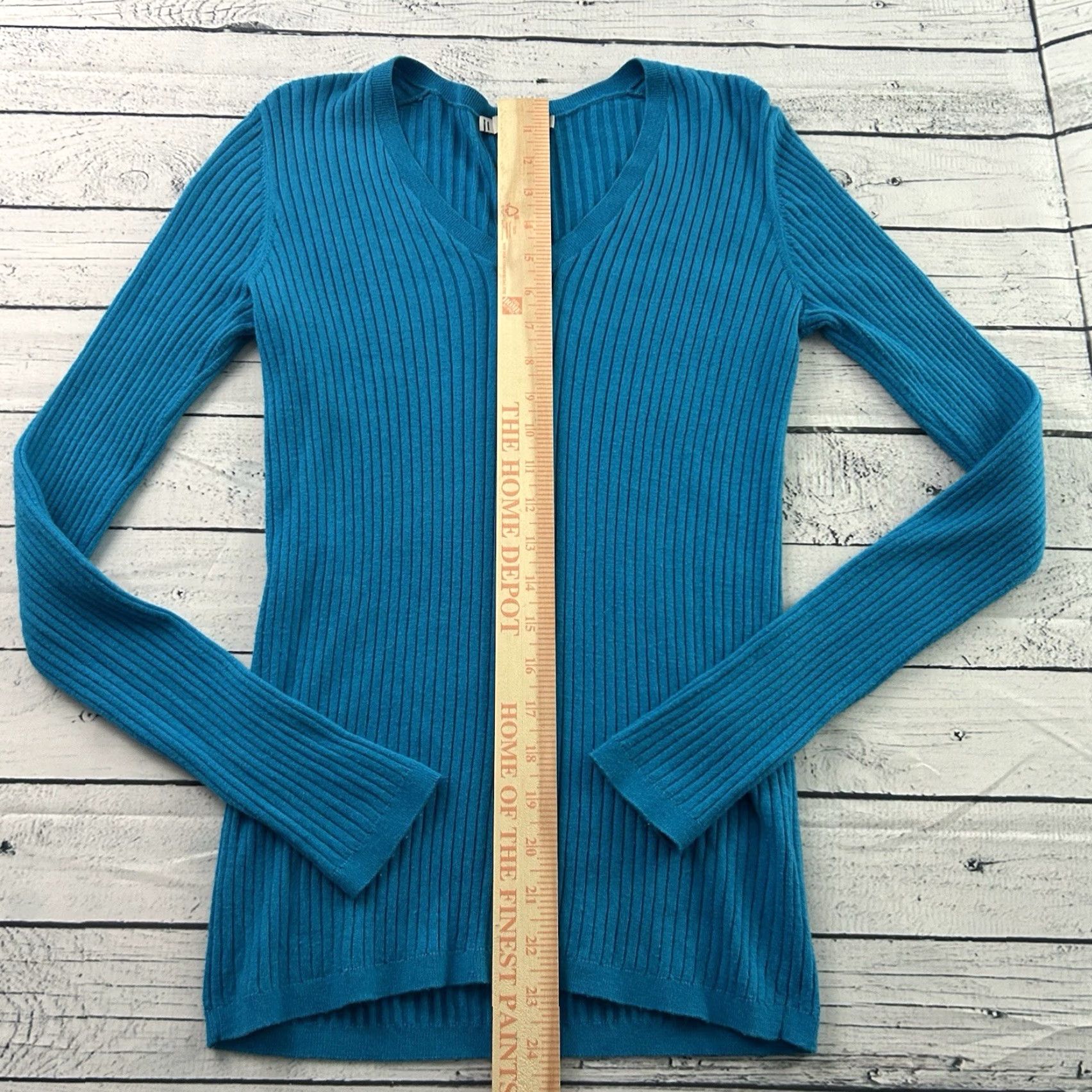 Vince VINCE Cashmere Blend Long Sleeve V Neck Ribbed Sweater Top Women's Medium Blue Size M / US 6-8 / IT 42-44 - 3 Thumbnail