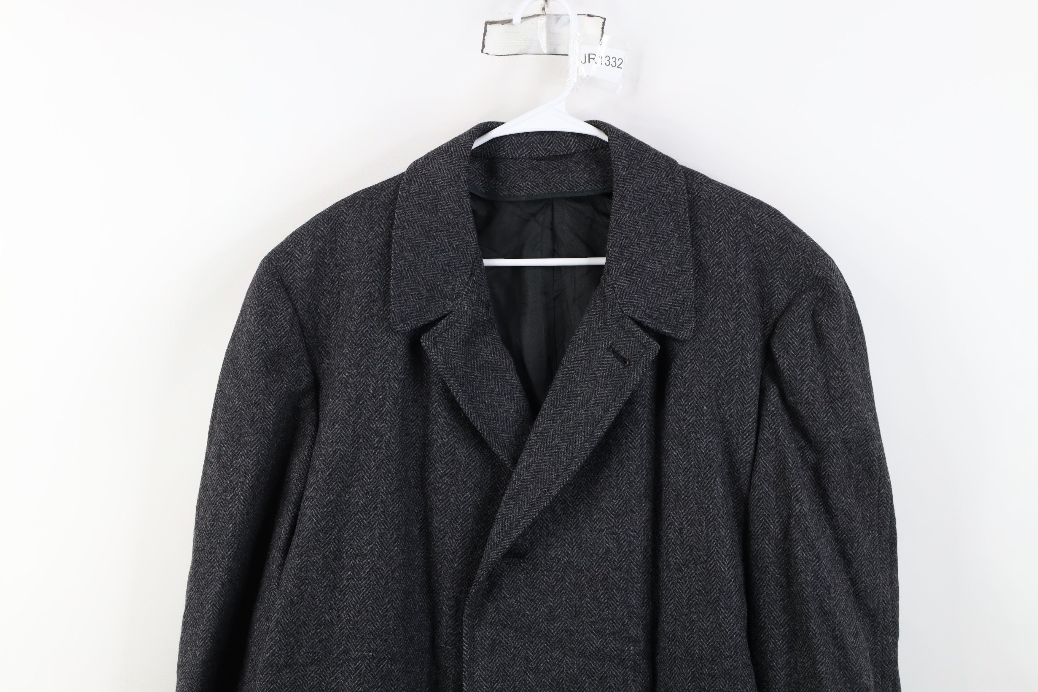 Vintage Vintage 50s Streetwear Wool Herringbone Overcoat Jacket USA Size US XXL / EU 58 / 5 - 2 Thumbnail