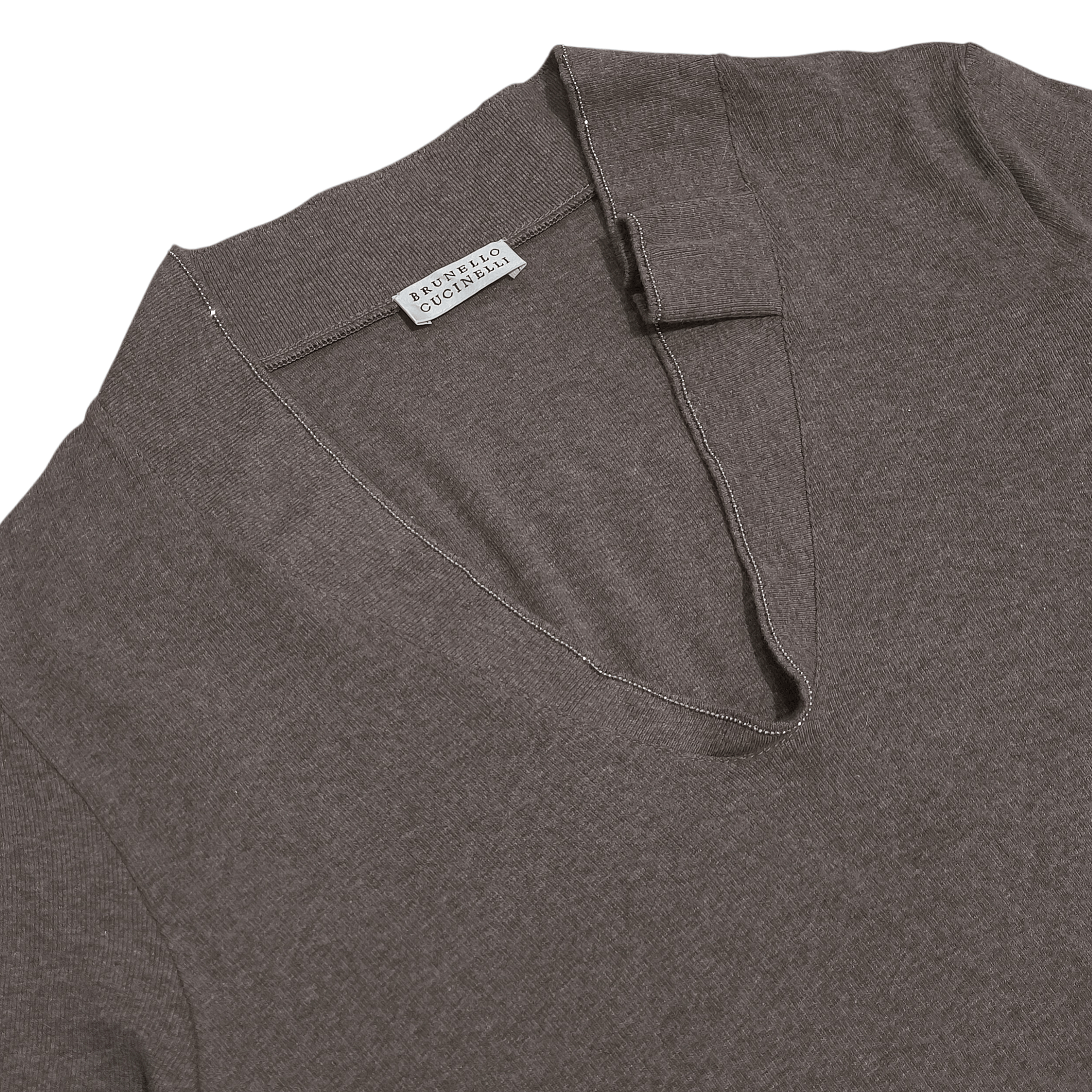Brunello Cucinelli Brunello Cucinelli Monili Revere Collar V-Neck Stretch Top Size S / US 4 / IT 40 - 2 Thumbnail