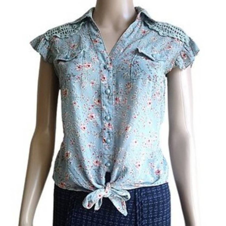 rue21 Rue 21 Blue Floral Print Collared Top, S Size S / US 4 / IT 40 - 5 Thumbnail