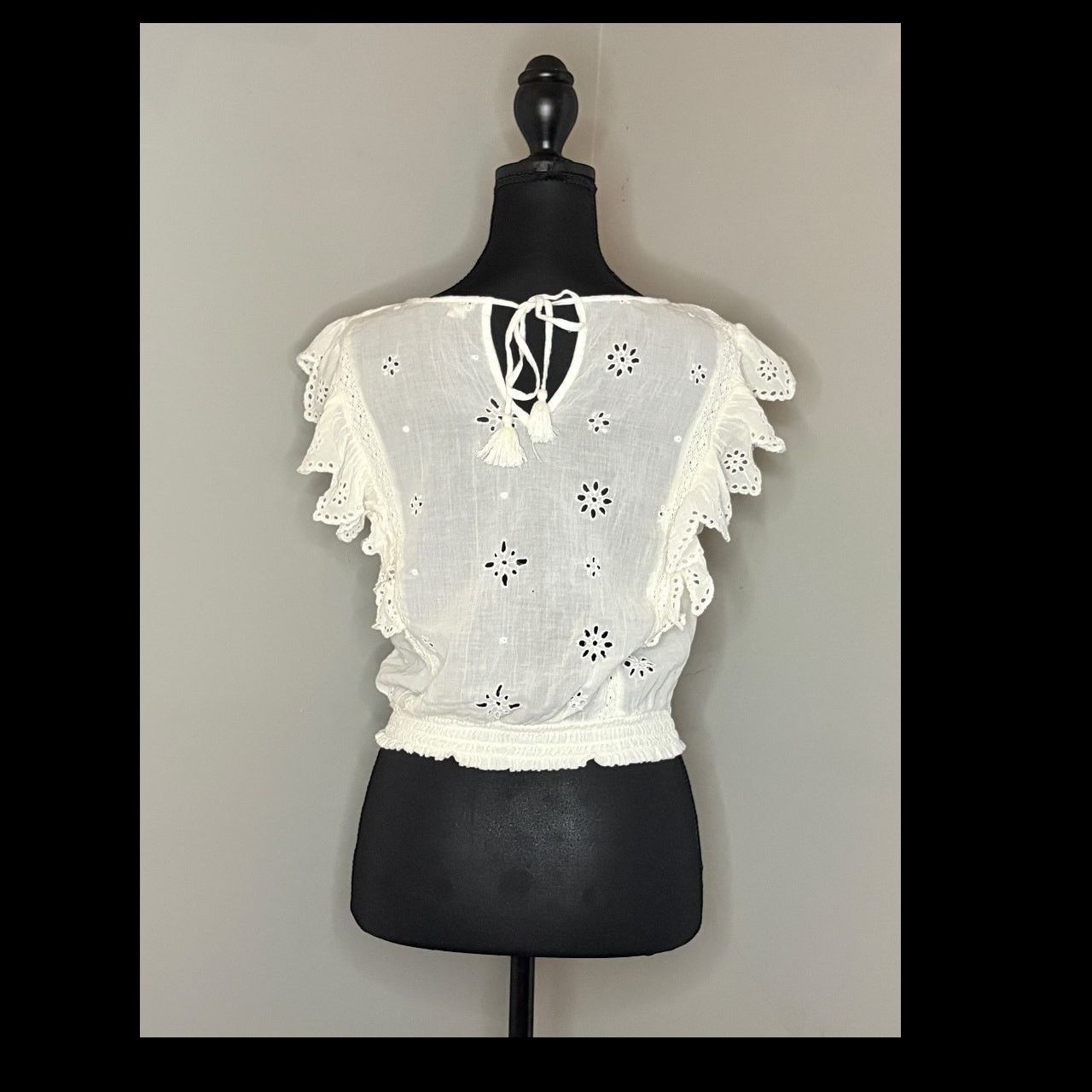 American Eagle Outfitters Aerie Cream Lace Tank Top Size S / US 4 / IT 40 - 3 Thumbnail