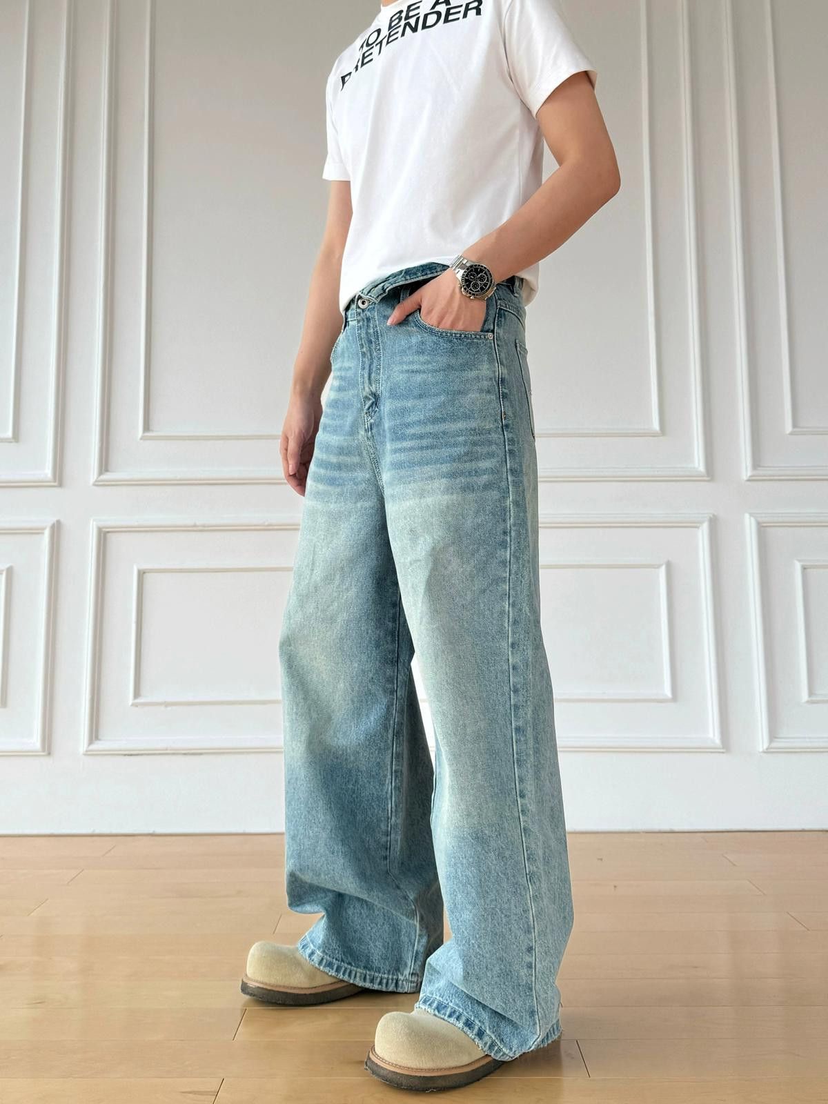 Other Vintage Wash Whiskered Wide-Leg Denim Jeans Size US 32 / EU 48 - 1 Thumbnail