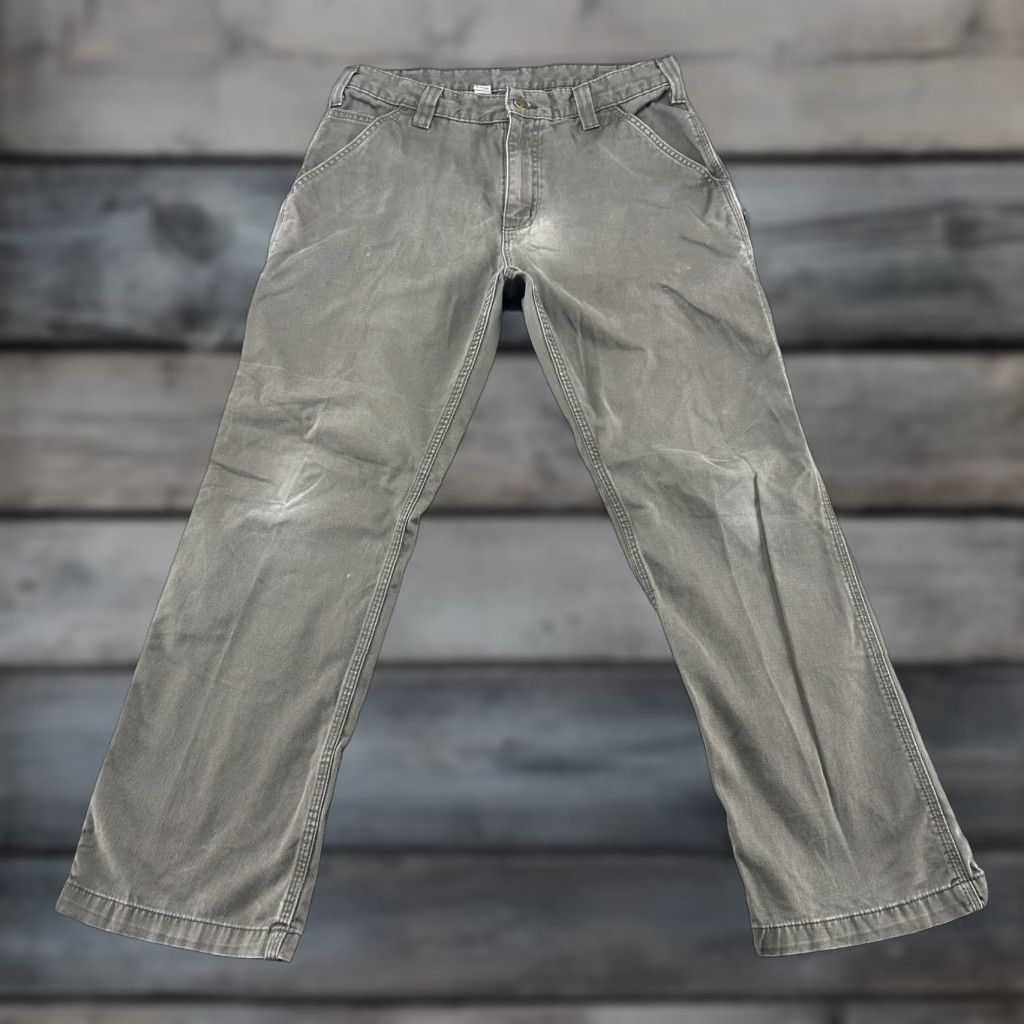 Carhartt Carhartt Pants Mens 33x30 Brown Carpenter Relaxed Fit Canvas B324 DFE Distressed Size US 33 - 1 Thumbnail