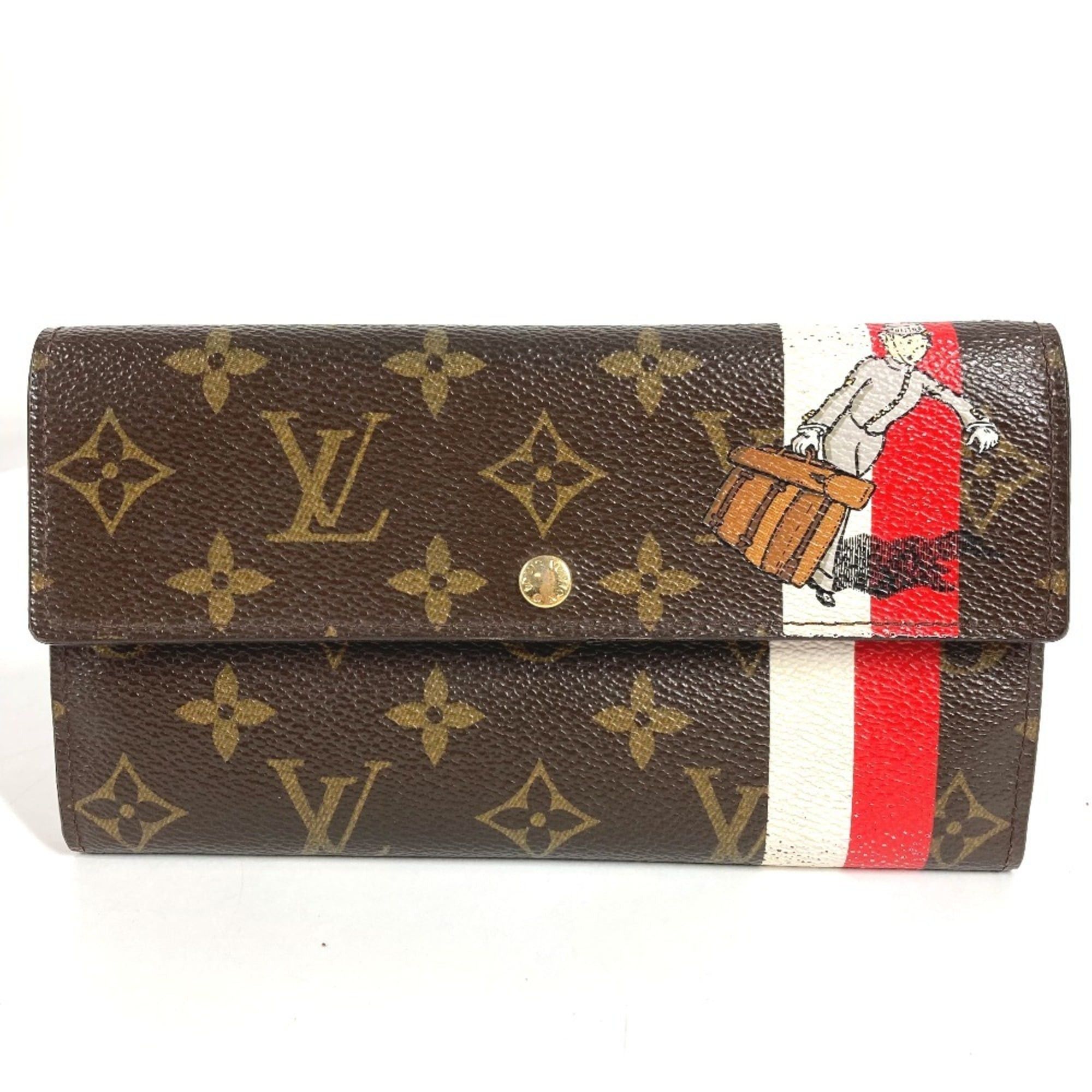 Louis Vuitton LOUIS VUITTON M60034 Monogram Groom Portefeuille Sarah Long Wallet with Flap, Canvas, Brown, for Men and Women Size ONE SIZE - 1 Thumbnail