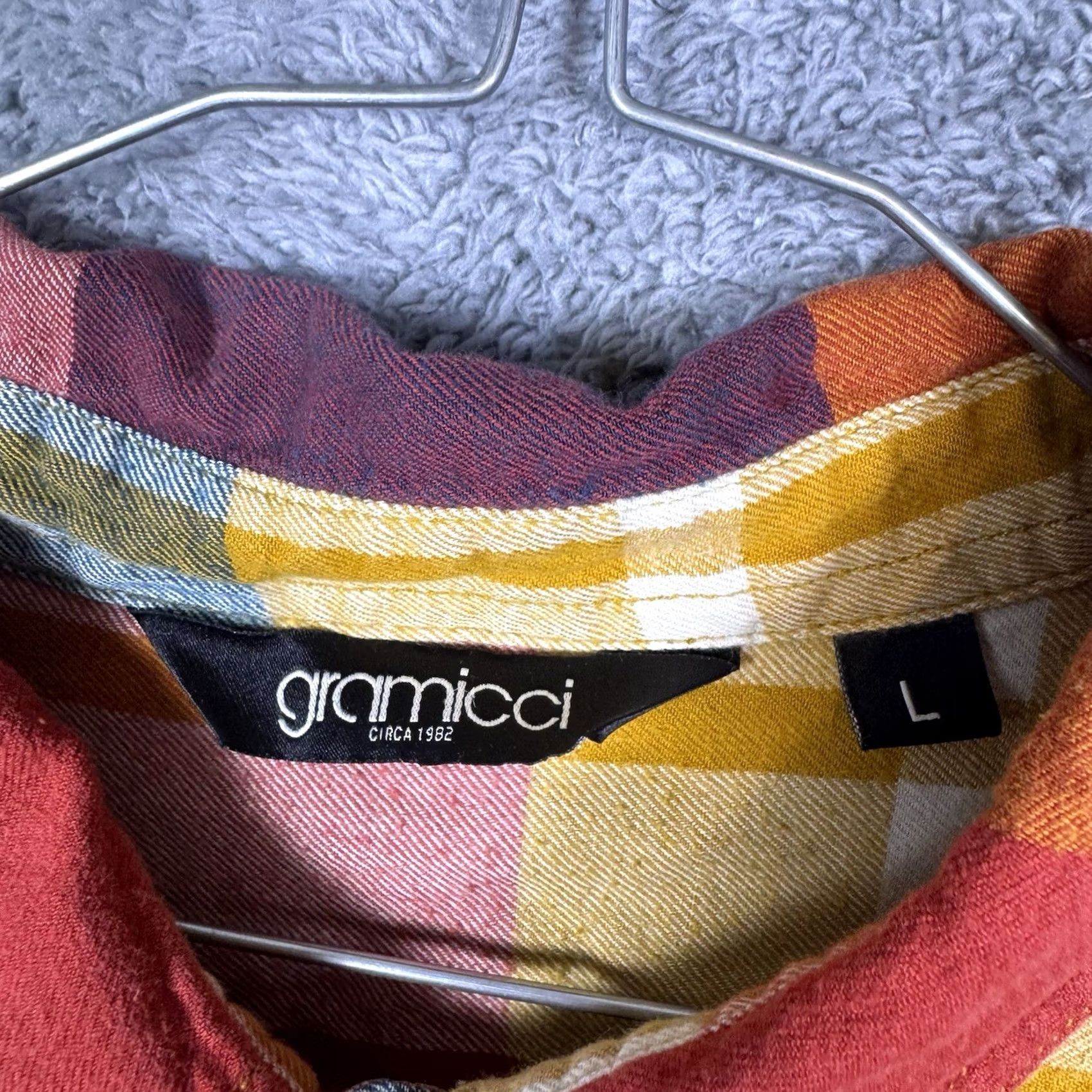 Gramicci Gramicci Flannel Shirt Mens L General Purpose Organic Cotton Madras Plaid - Long Sleeve - Button-Up - Size L Size US L / EU 52-54 / 3 - 5 Thumbnail