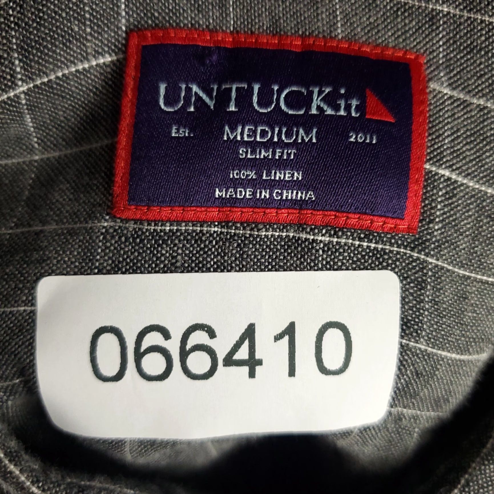 UNTUCKit UNTUCKit Shirt Mens M Gray Check Linen Button Up Long Sleeve Size US M / EU 48-50 / 2 - 7 Thumbnail