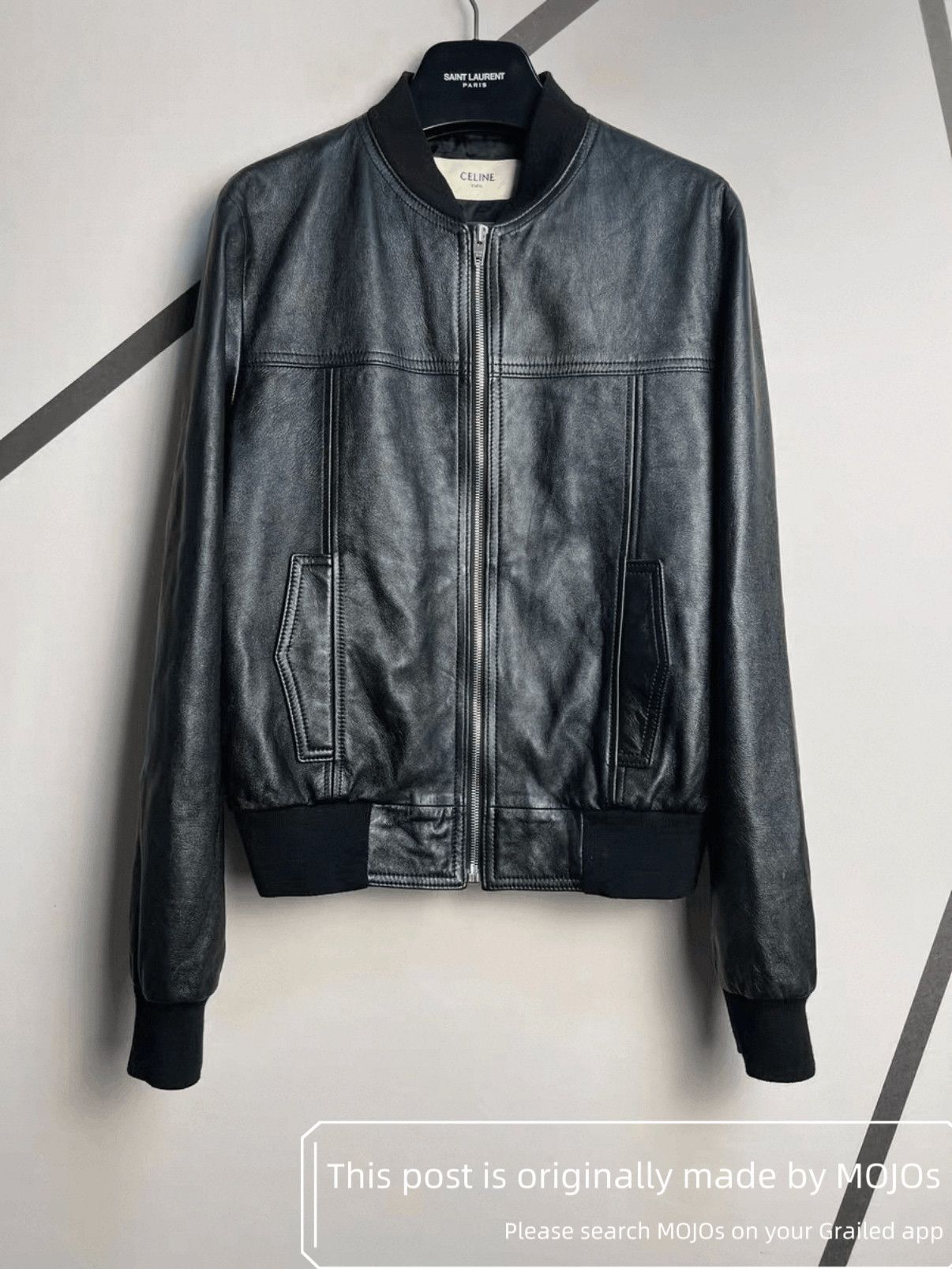 Celine Sz 50 Celine 20AW Lamb Leather Baseball Jacket mojos18461028 Size US M / EU 48-50 / 2 - 1 Thumbnail