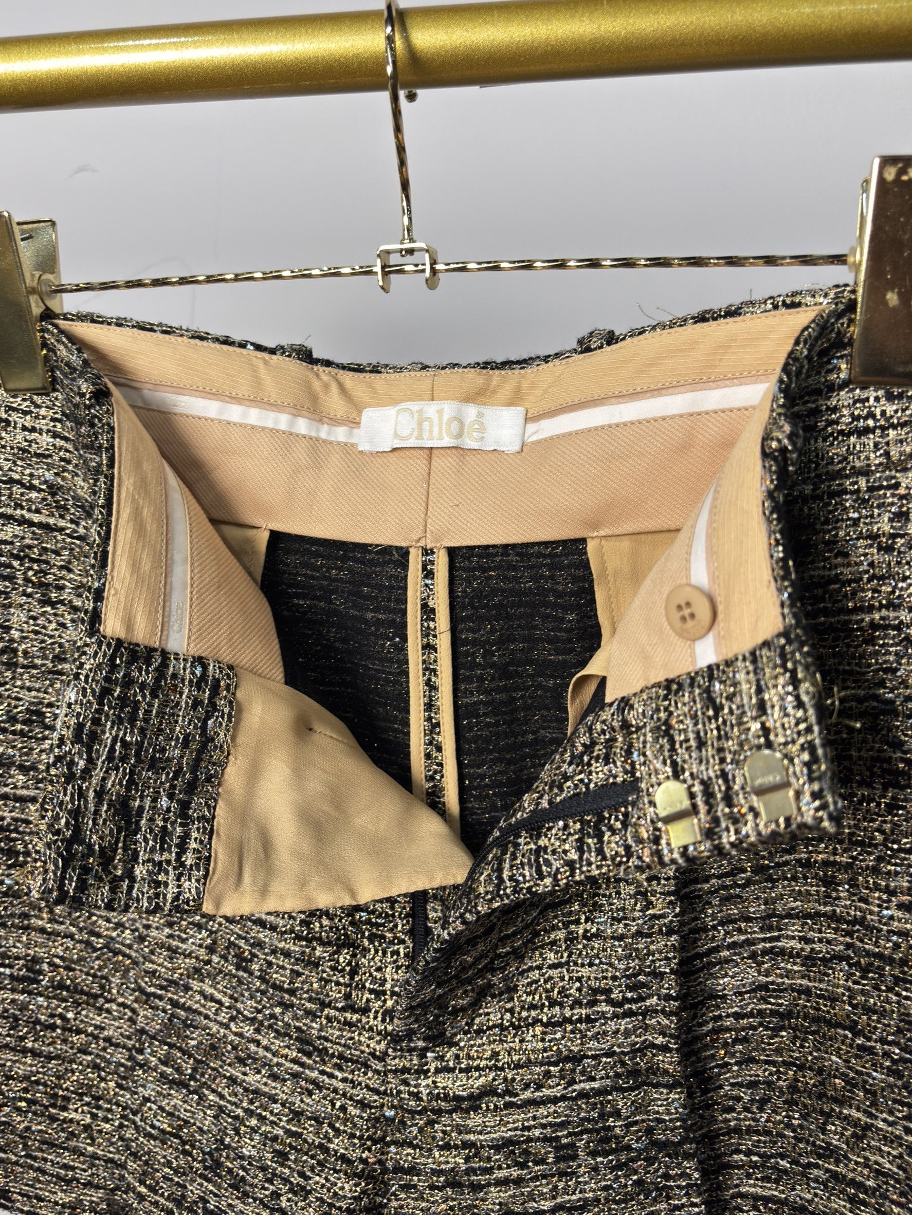 Chloe Chloé Gold & Black Tweed Shorts Size 26" / US 2 / IT 38 - 9 Thumbnail