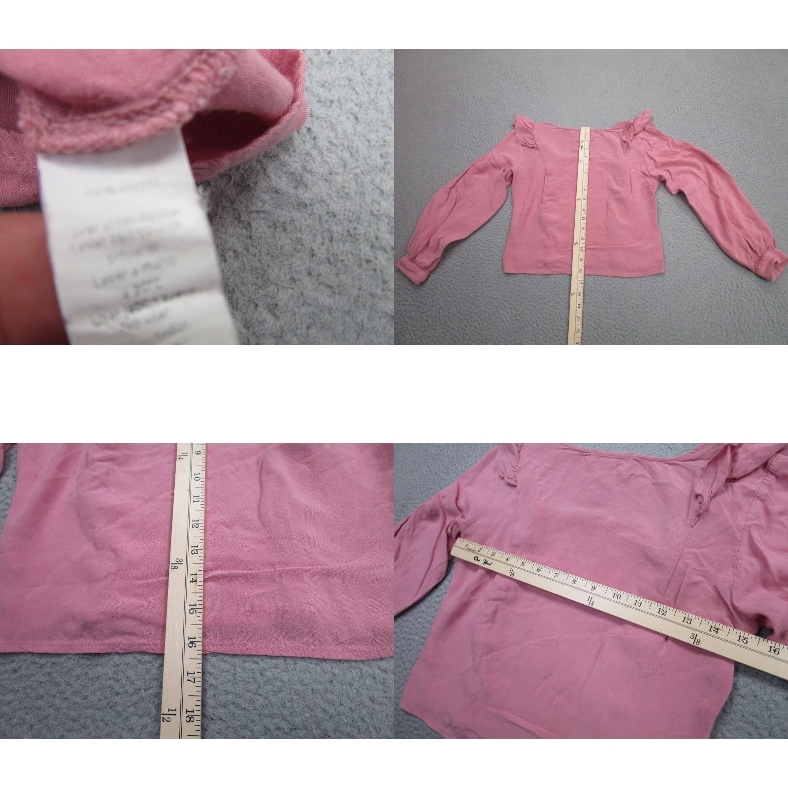 C&A C&A 1841 Shirt Womens Pink XS Ruffle Button Front Long Sleeve Boho Blouse Size XS / US 0-2 / IT 36-38 - 8 Thumbnail