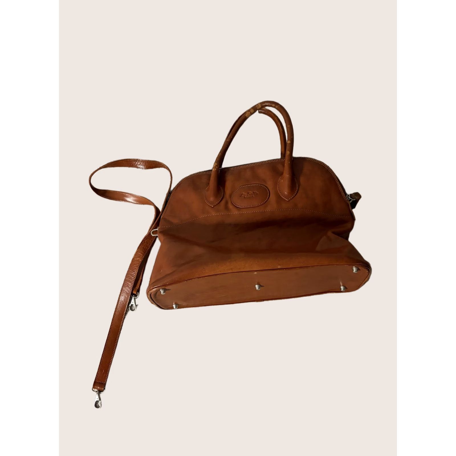 Vintage La Sella Roma Satchel Bag Womens Medium Brown Leather Top Handle Crossbody Purse Size M / US 6-8 / IT 42-44 - 1 Thumbnail