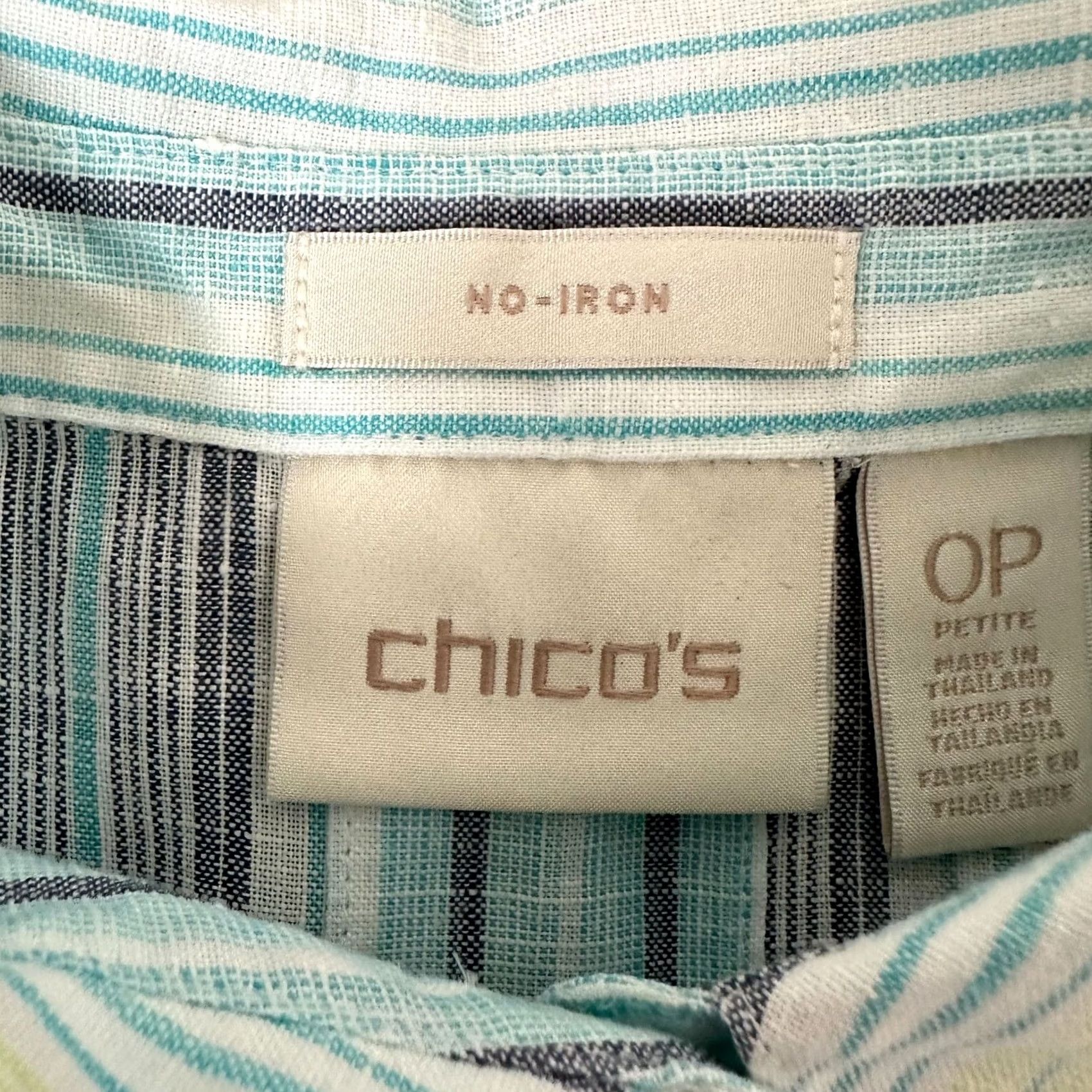 Vintage VINTAGE Chico's Shirt Womens 0P Petite Blue Linen Button-Up Blouse LS? Size XS / US 0-2 / IT 36-38 - 3 Thumbnail