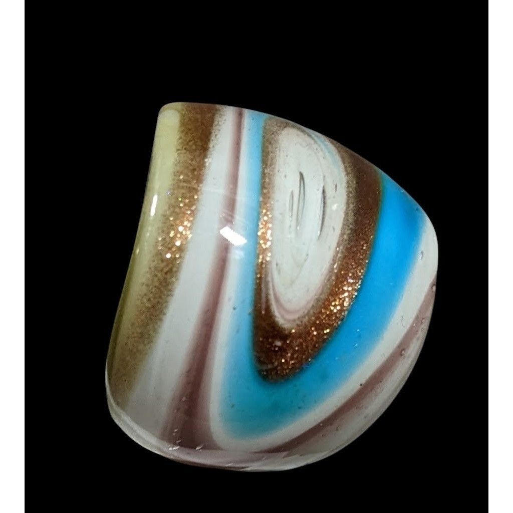 Other Lampwork Glass White Blue And Gold Tone Ring Size 7 Size ONE SIZE - 2 Thumbnail